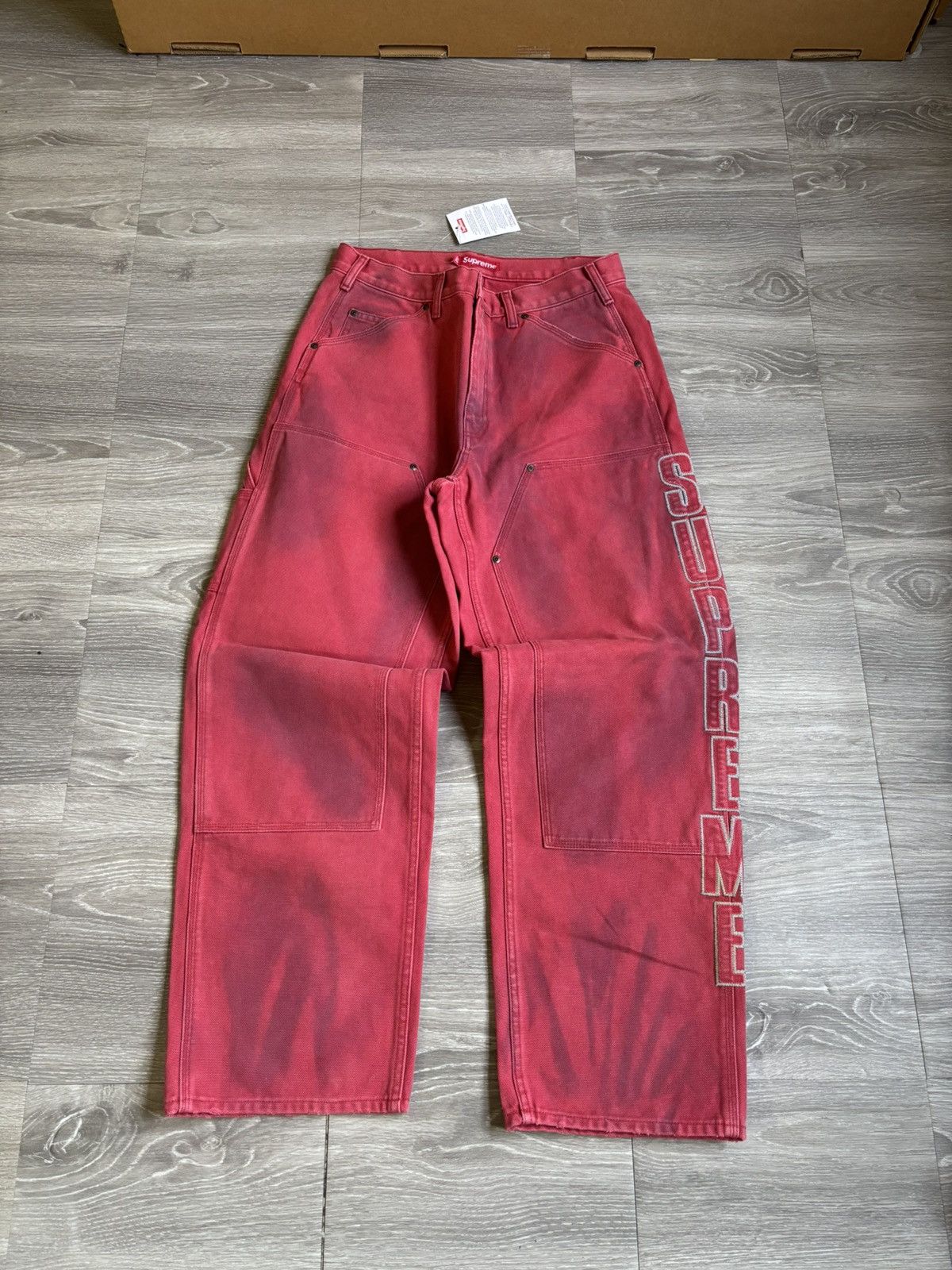 Supreme Reflective Double Knee Pants Red FW25