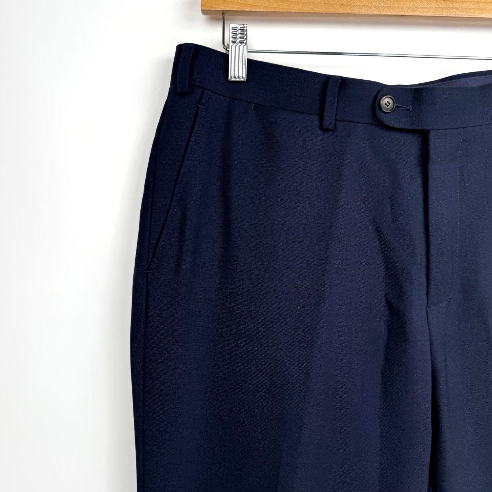 Suitsupply Suitsupply Pants Mens 36 Regular Wool Dress Pants Navy Blue 100% Wool Flat Front Zip Pockets Straight Leg City Wedding Size 36R - 3 Thumbnail