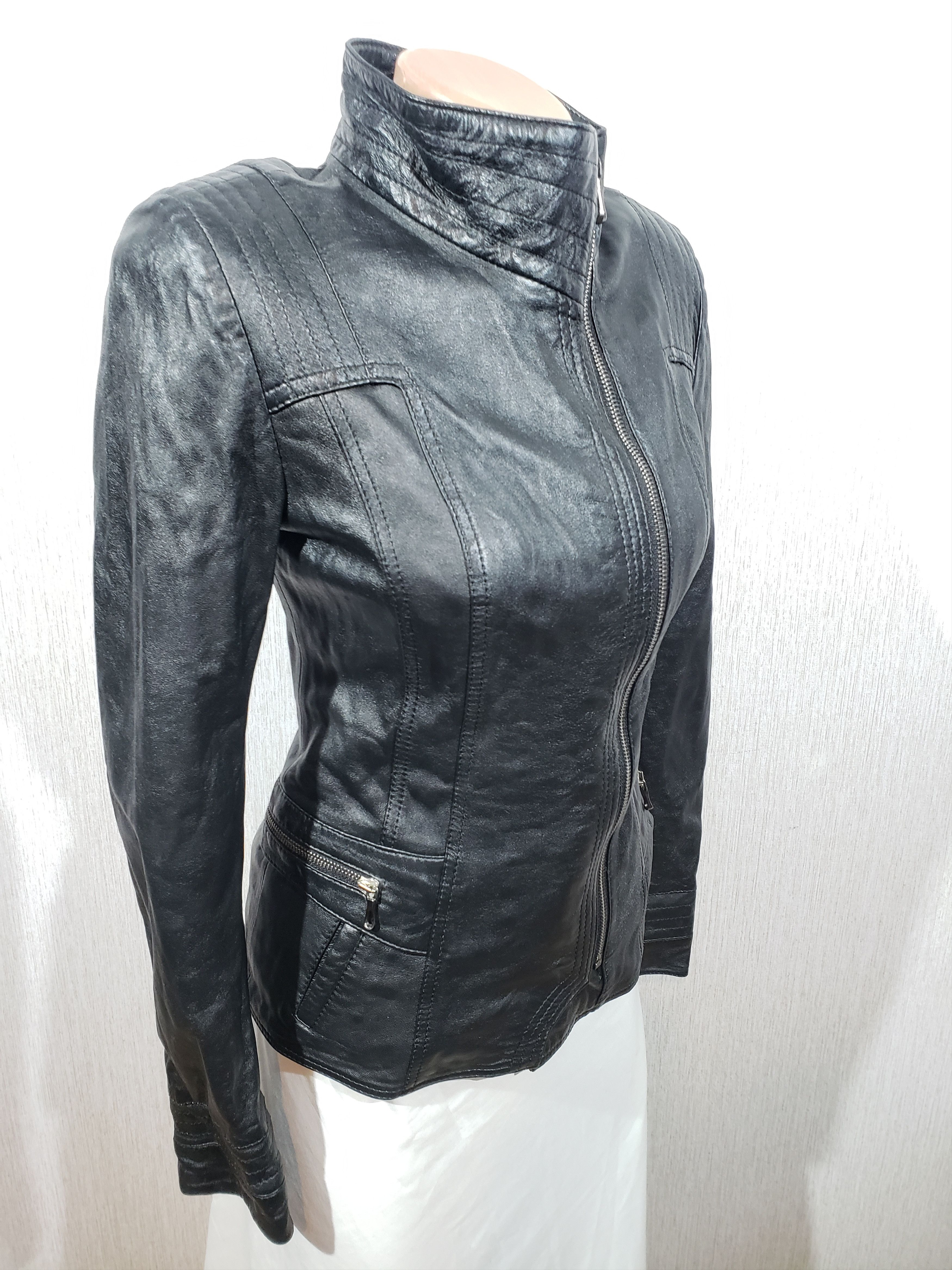 Other Black women's leather sports jacket. Size XS / US 0-2 / IT 36-38 - 3 Thumbnail