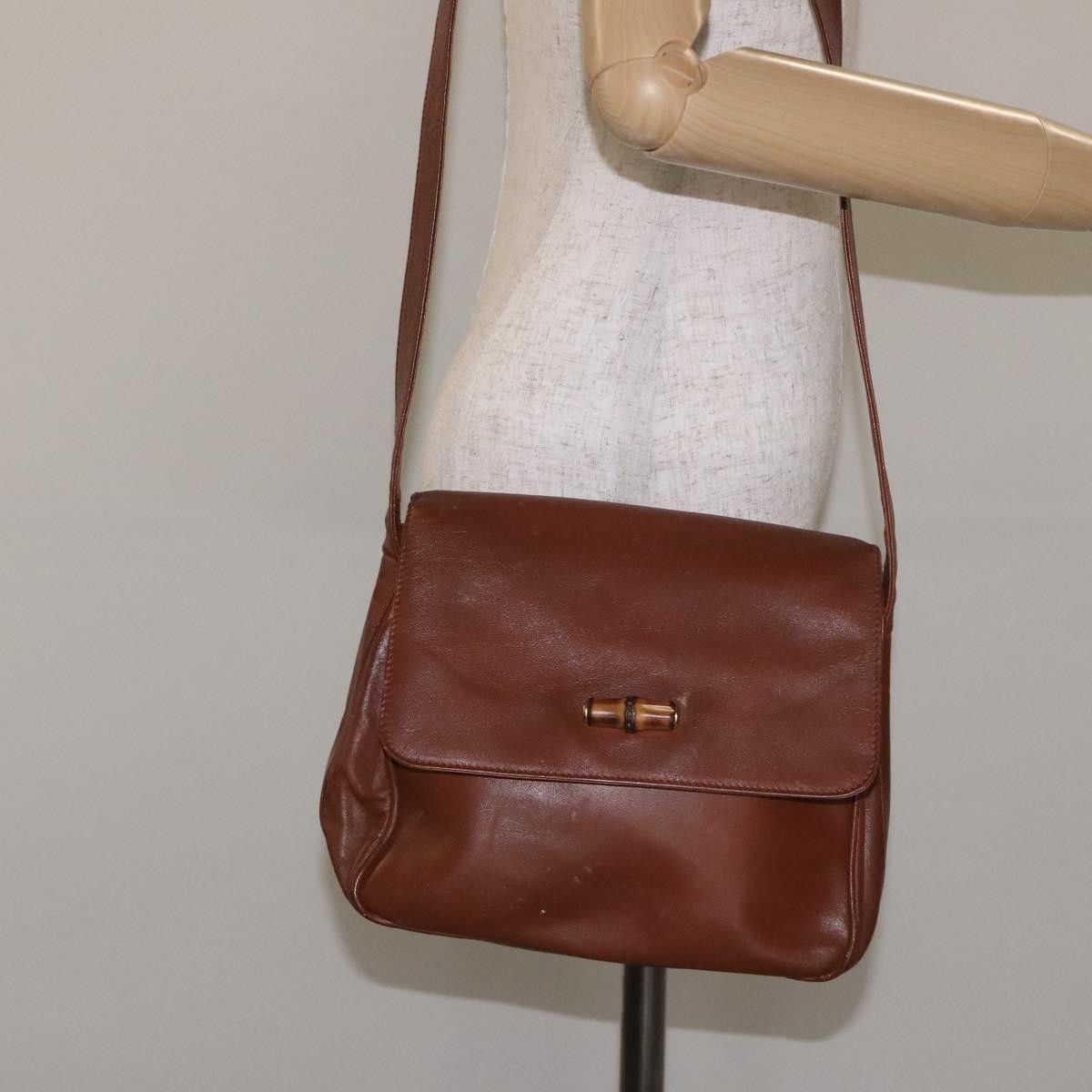 Gucci GUCCI Bamboo Shoulder Bag Leather Brown Gold 001 14 001 14 Size ONE SIZE - 24 Thumbnail