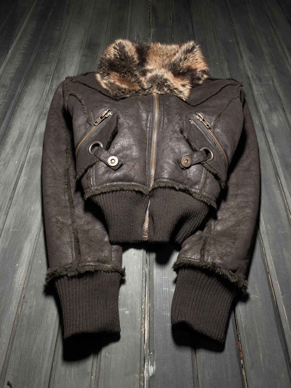 Hysteric Glamour VTG Rick Owens Hysteric Glamour Style Leather Fur Jacket 90s Size US S / EU 44-46 / 1 - 1 Thumbnail