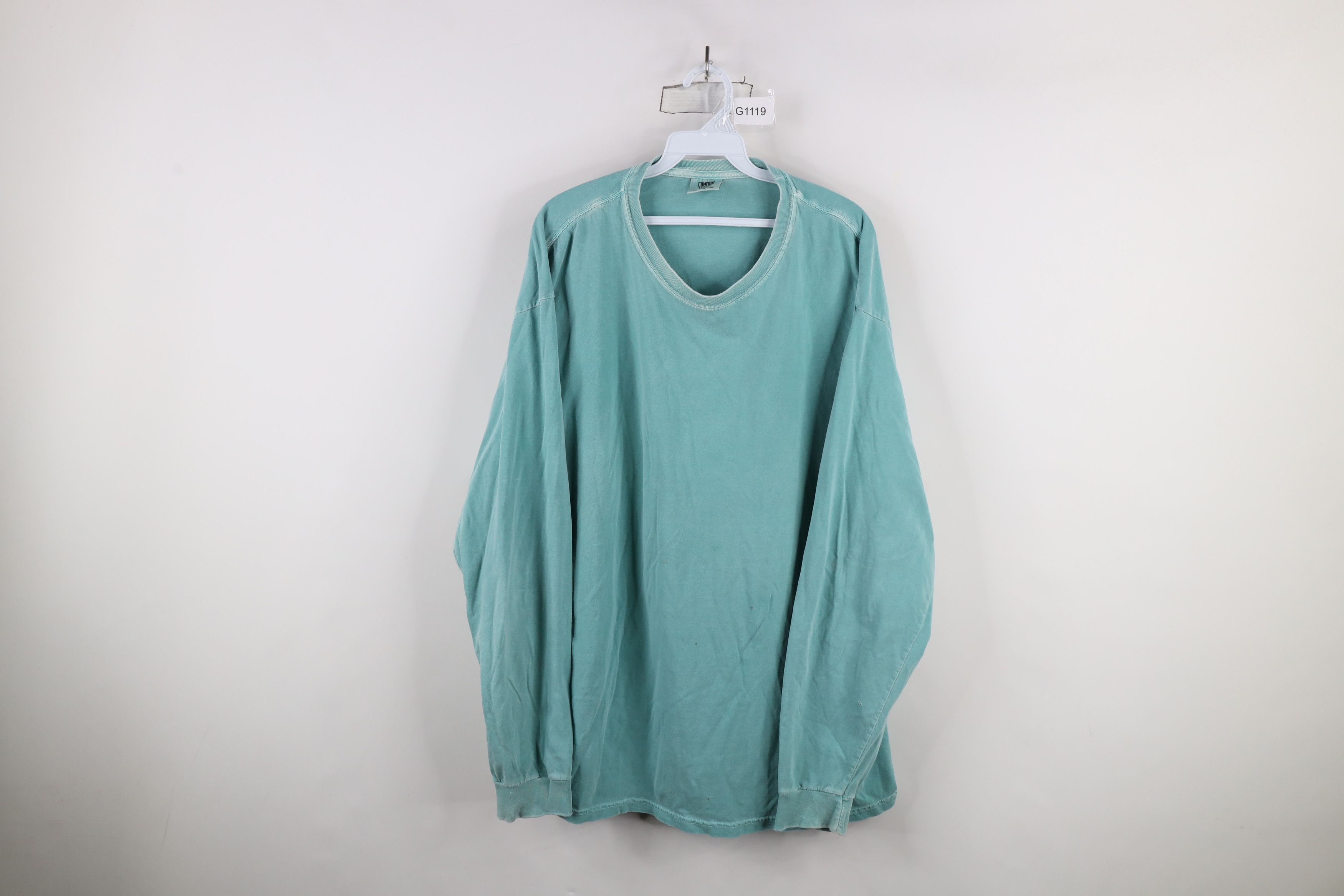 Vintage Vintage 90s Streetwear Stonewash Blank Long Sleeve T-Shirt Size US XL / EU 56 / 4 - 1 Thumbnail