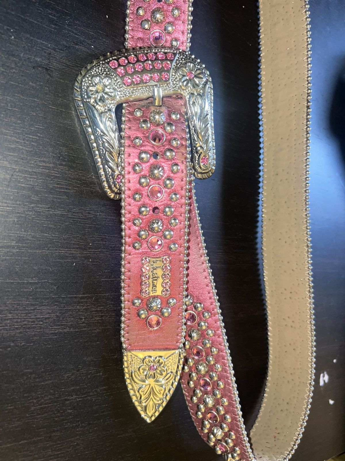 B.B. Simon Pink rhinestone BB Simon belt Size ONE SIZE - 1 Thumbnail