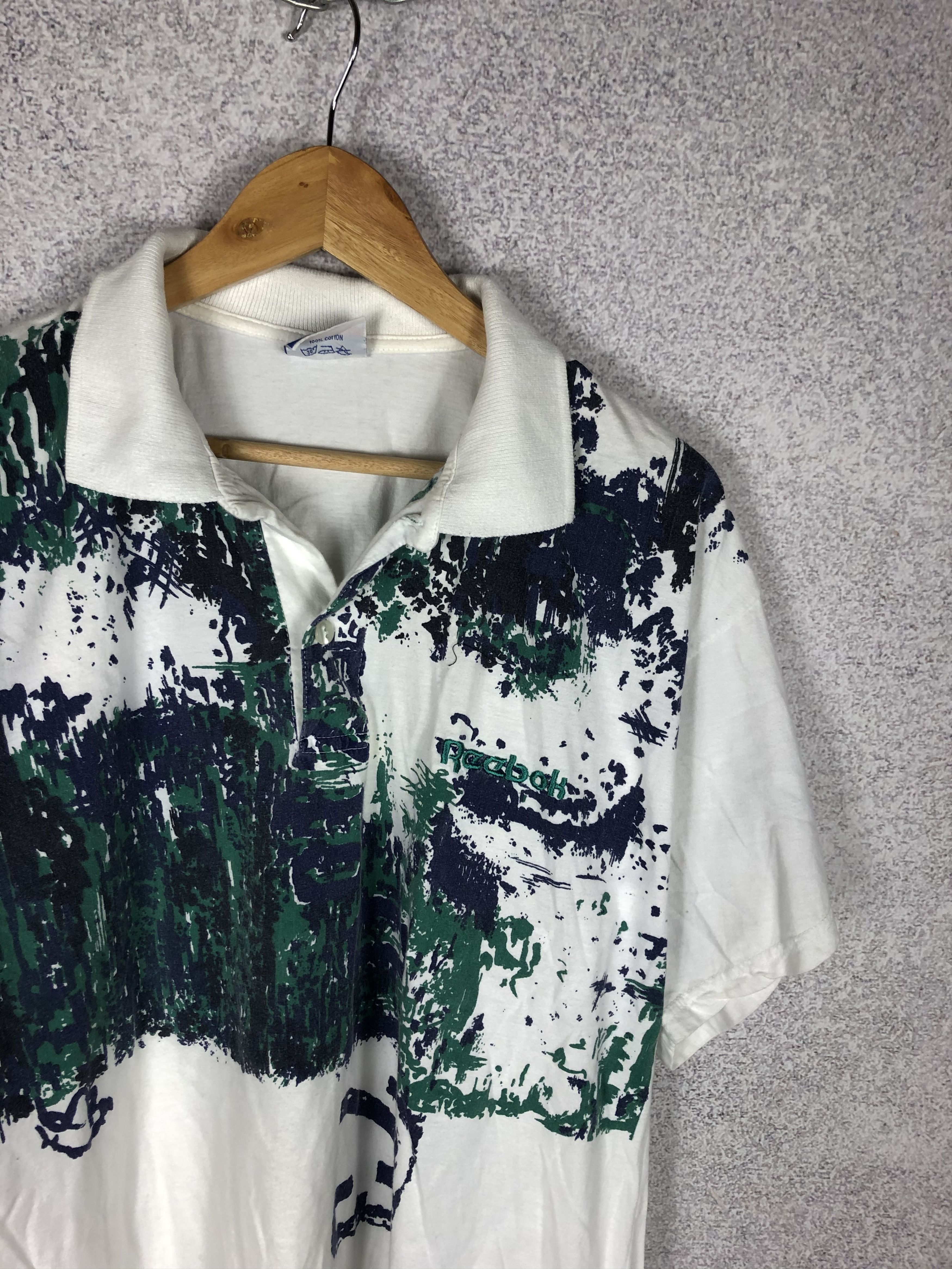 Reebok Vintage Reebok Art Graphic Polo Shirt 80s Tennis Tee Size US L / EU 52-54 / 3 - 2 Thumbnail