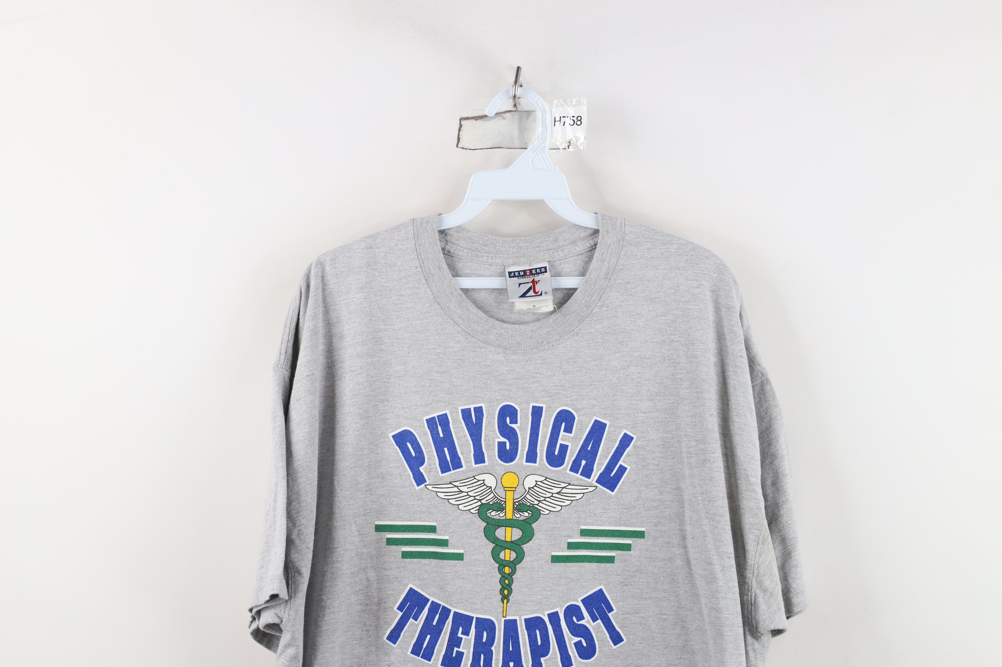 Vintage Vintage 90s Y2K Spell Out Physical Therapist PT T-Shirt Gray Size US XL / EU 56 / 4 - 2 Thumbnail