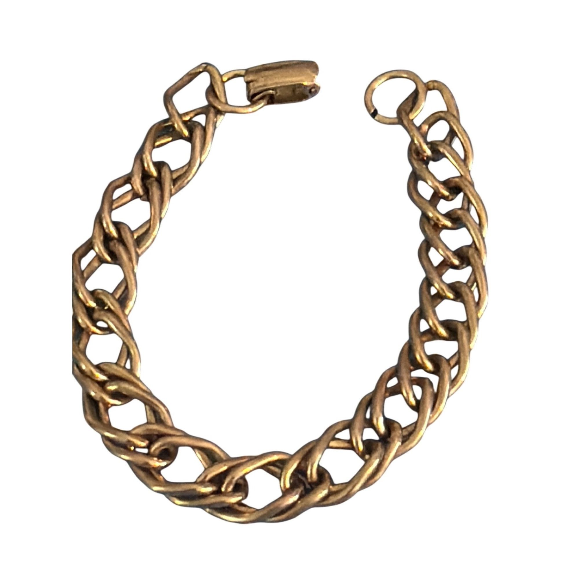 Other Vintage Silver Tone Double Curb Link Bracelet Fold Over Clas Size ONE SIZE - 1 Thumbnail