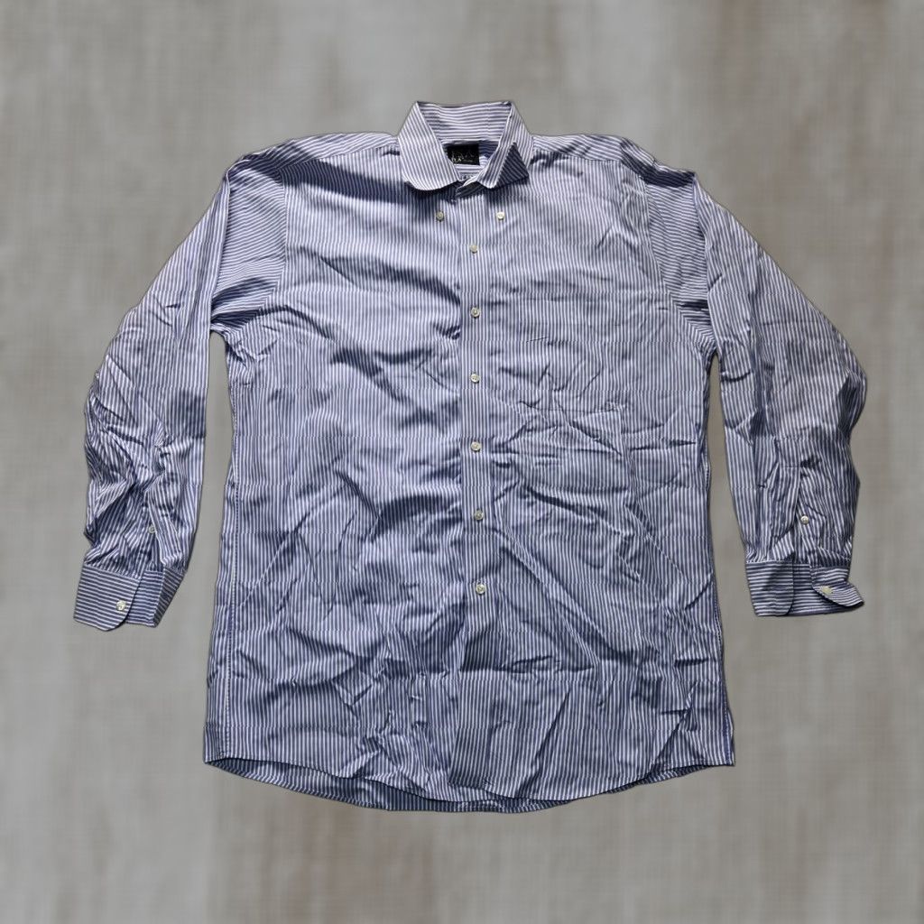 Jos. A. Bank Jos. A. Bank Shirt Dress Shirt Adult 16 Blue Striped Cotton Travel Collection Button-Down Pocket Mens Size US L / EU 52-54 / 3 - 1 Thumbnail