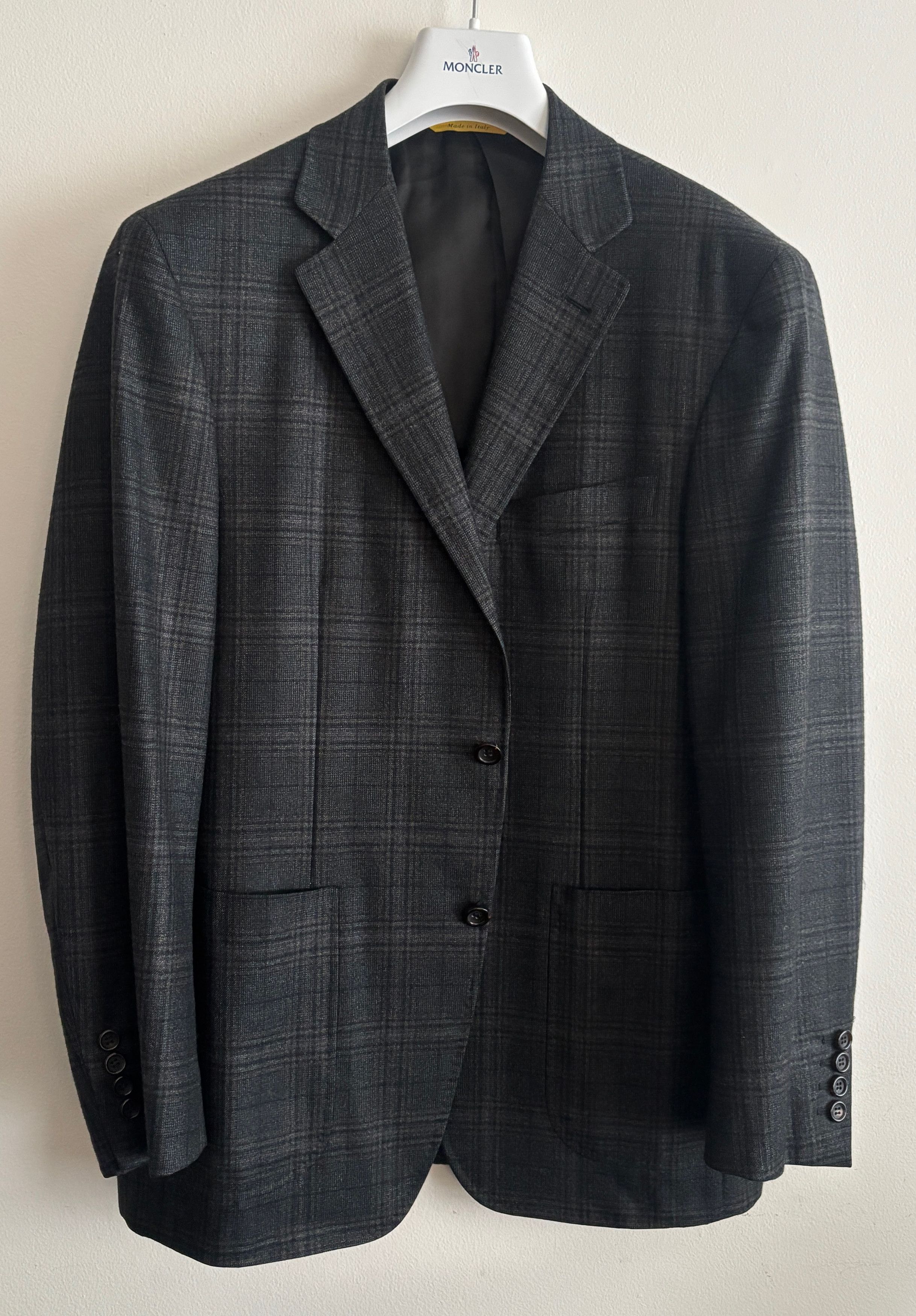 Canali $1835 Kei Unstructured Charcoal Glen Plaid Sport Coat - 42 Size 42R - 1 Thumbnail