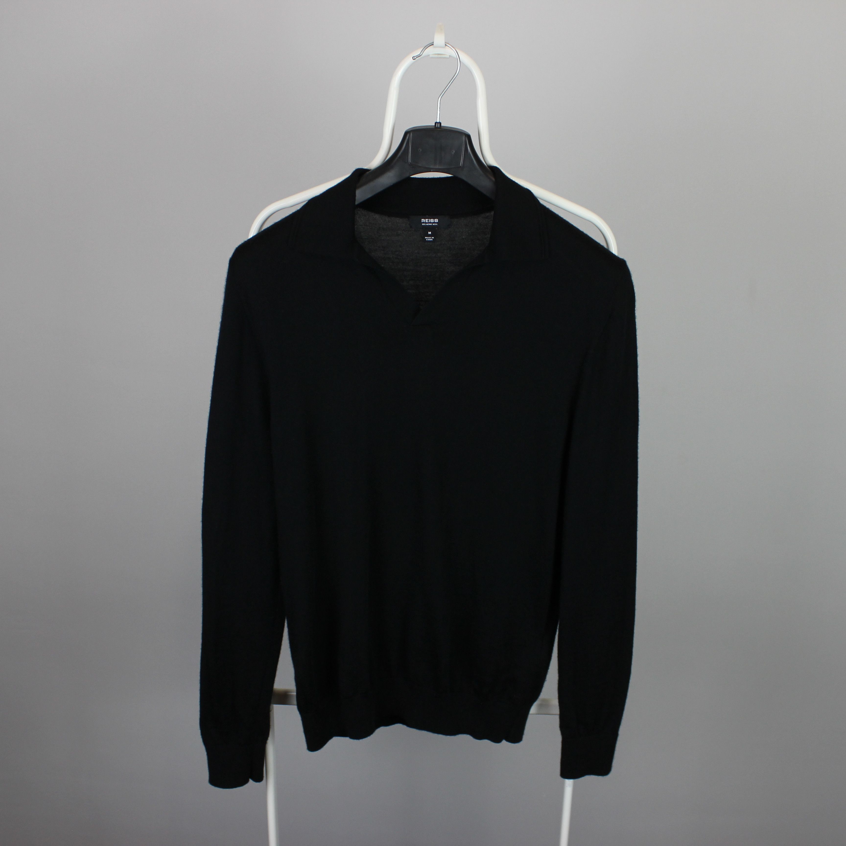 Reiss Reiss Black Milburn Wool Open Collar Polo Shirt M Size US M / EU 48-50 / 2 - 14 Thumbnail