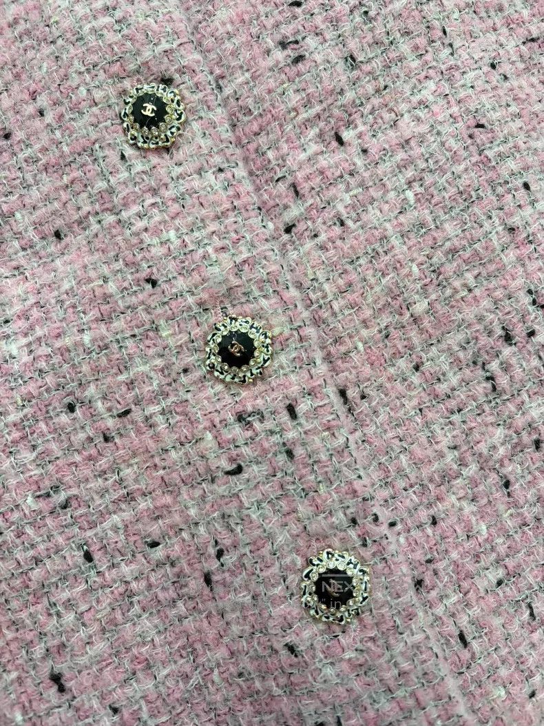 Chanel Chanel Pink tweed short-sleeved coat Size S / US 4 / IT 40 - 3 Thumbnail