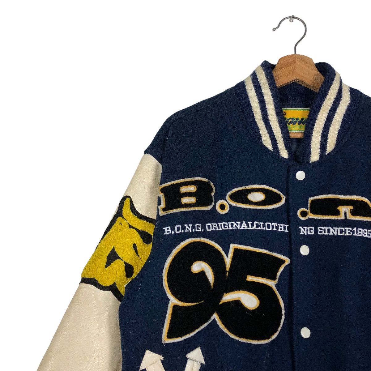 Japanese Brand 🔥90’s Vintage Varsity Jacket Leather Handling Bong Japan Size US L / EU 52-54 / 3 - 8 Thumbnail