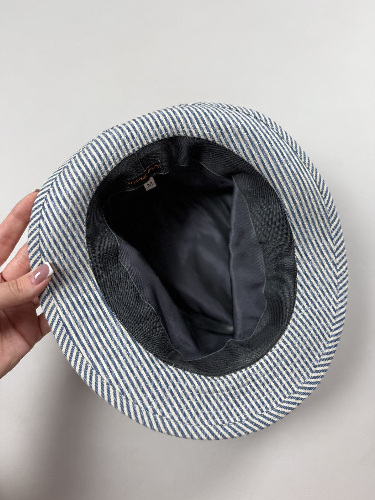 Nudie Jeans Nudie Jeans Co Men’s Striped Denim Fedora Hat Cap Size M Size ONE SIZE - 9 Thumbnail