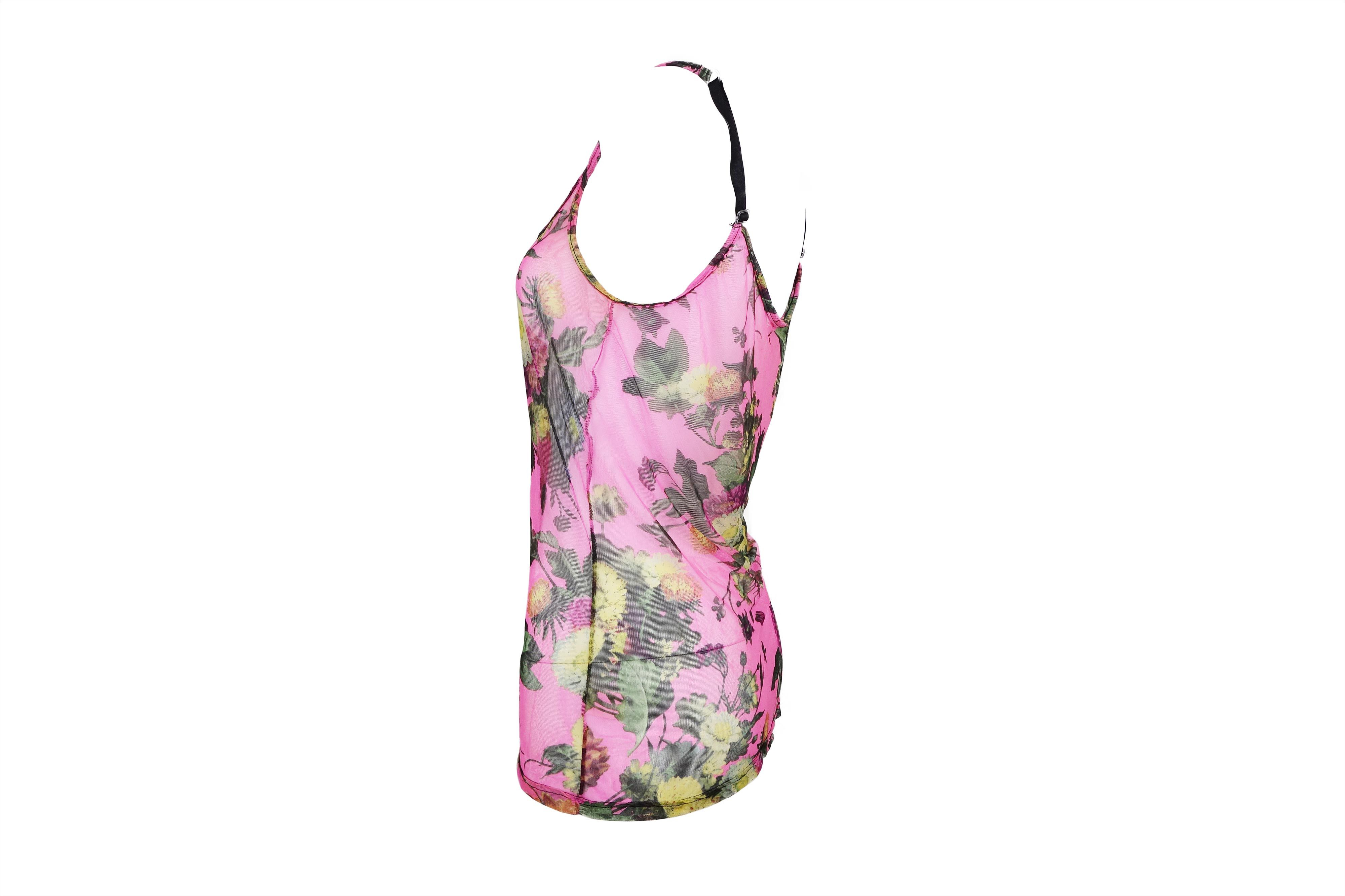 Roberto Cavalli Roberto Cavalli 90s Pink Mesh Tank Top Floral Print Vintage Size M / US 6-8 / IT 42-44 - 3 Thumbnail