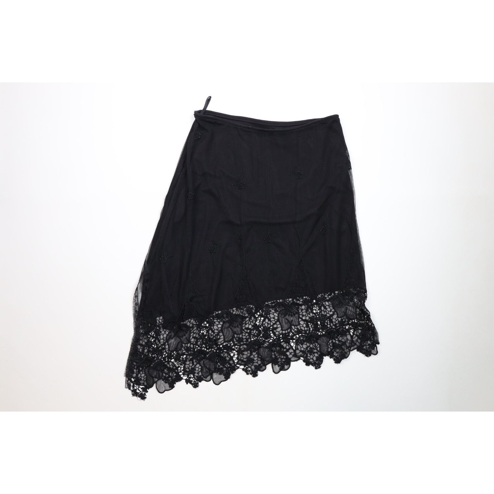 Vintage Vintage 90s Cache Lace Knit Flower Asymmetric Skirt Size 30" / US 8 / IT 44 - 9 Thumbnail