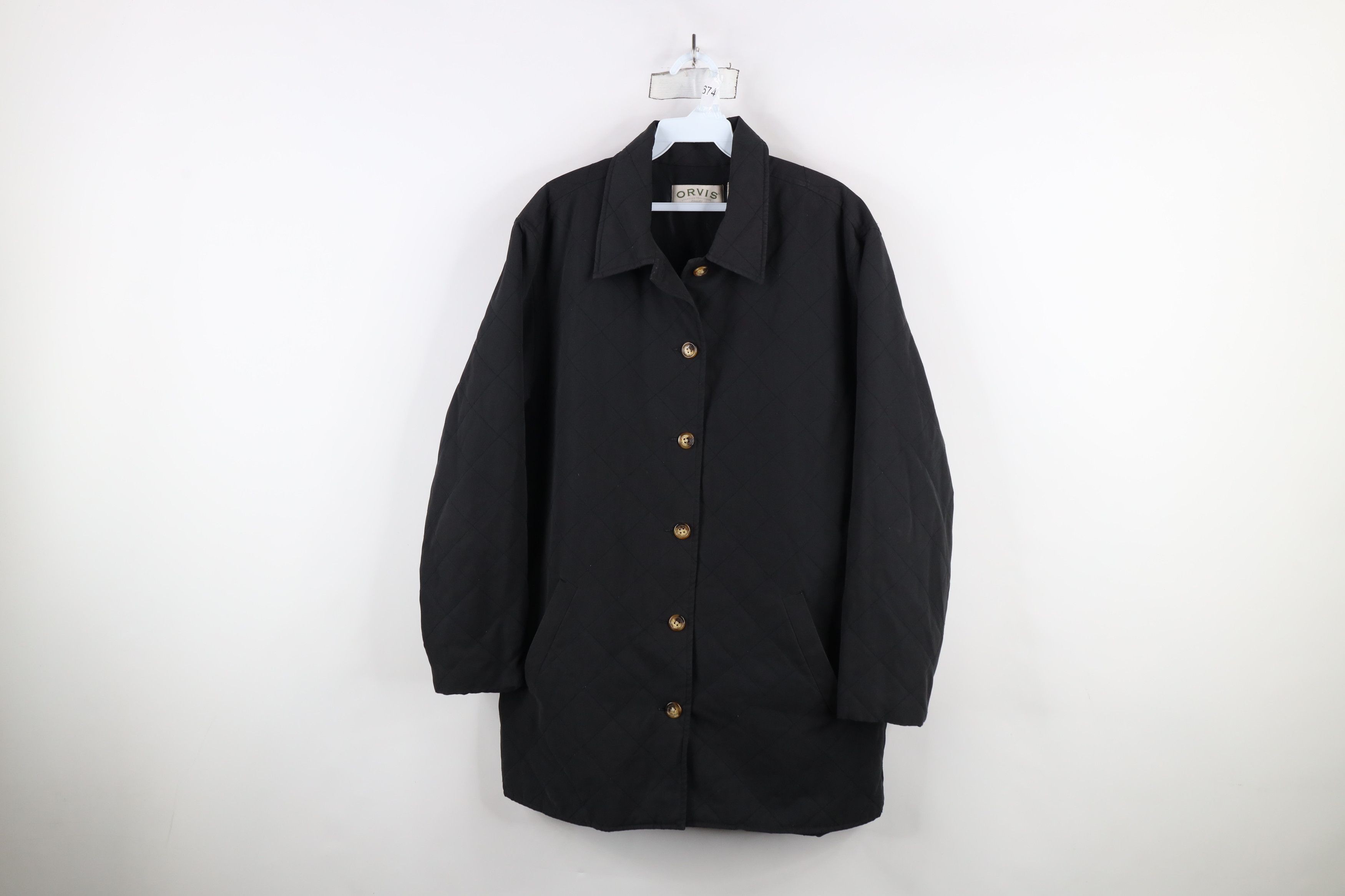 Orvis × Vintage Vintage Orvis Faded Blank Quilted Full Button Jacket Black Size L / US 10 / IT 46 - 1 Thumbnail