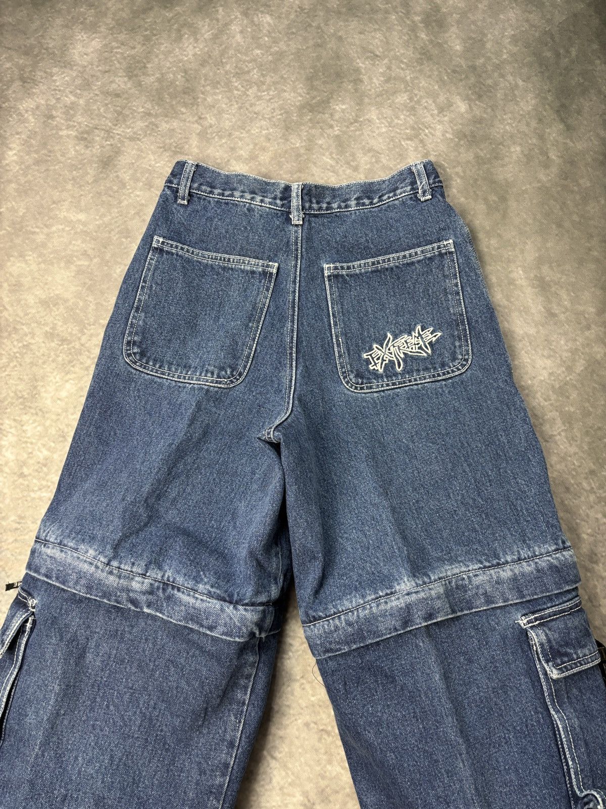 JNCO × Southpole × Vintage 1990s Extreme Zone Denim Cargo Pants Vintage Rave Jorts Zip Size 26" / US 2 / IT 38 - 9 Thumbnail
