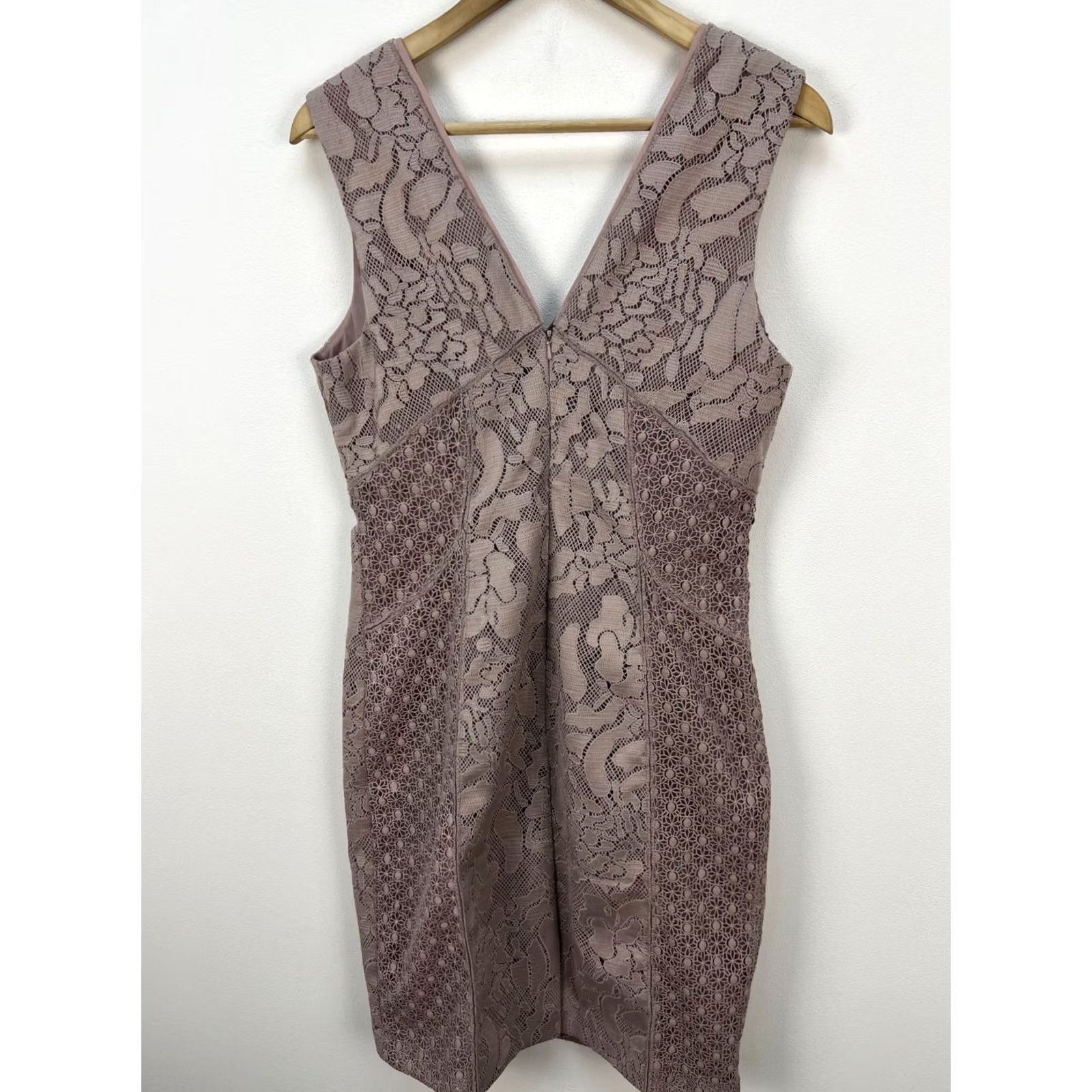 Reiss Reiss Dress Bodycon Lace Ash Pink UK12 US8 M Regular 100% Cotton Sleeveless Long Party/Cocktail Women Size M / US 6-8 / IT 42-44 - 5 Thumbnail