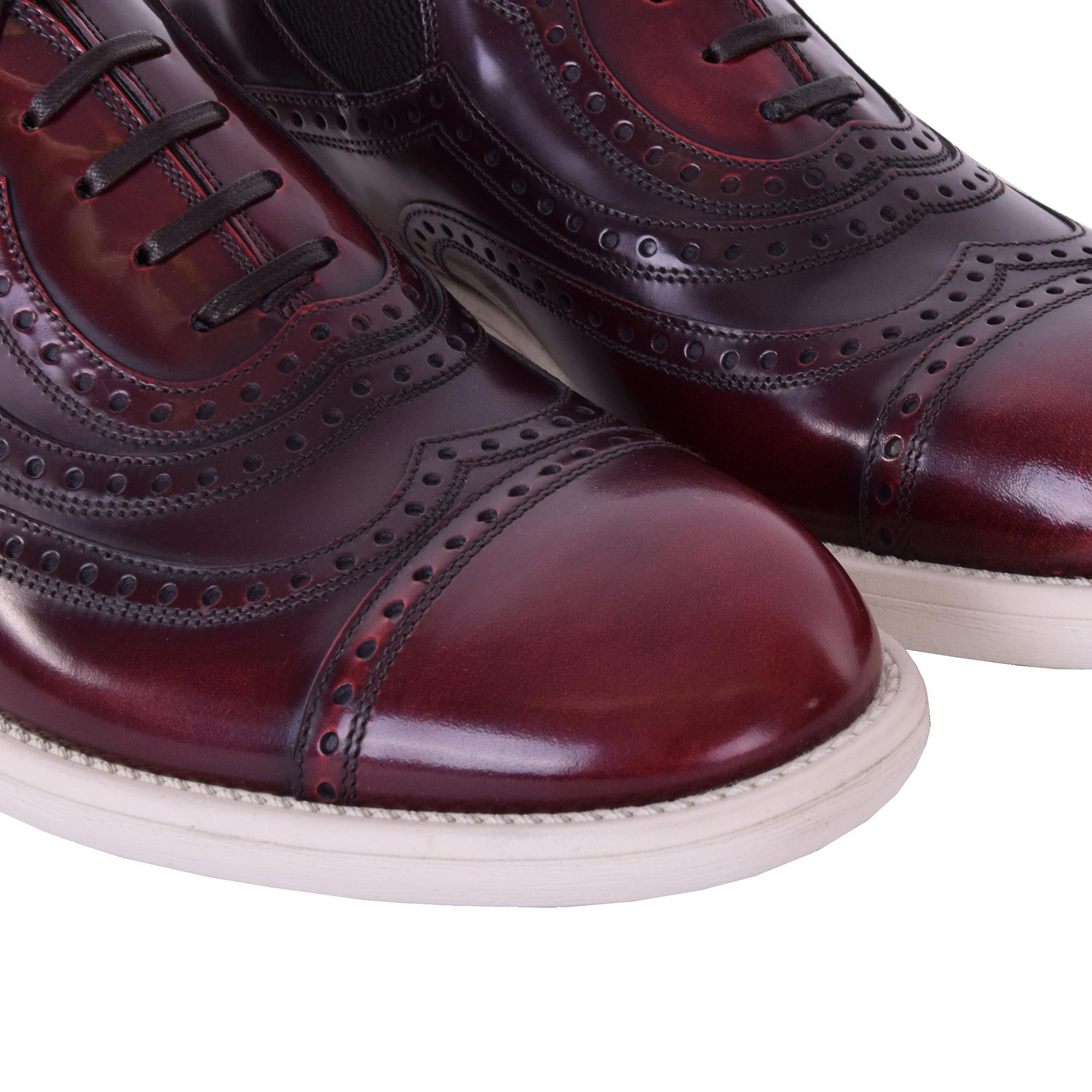Dolce & Gabbana o1y0125 Leather Laced Shoes in Burgundy Size US 6 / EU 39 - 3 Thumbnail