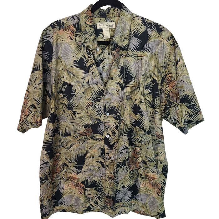 Tori Richard Tori Richard Mns L Black Green Tropical Leaf Button Up ...