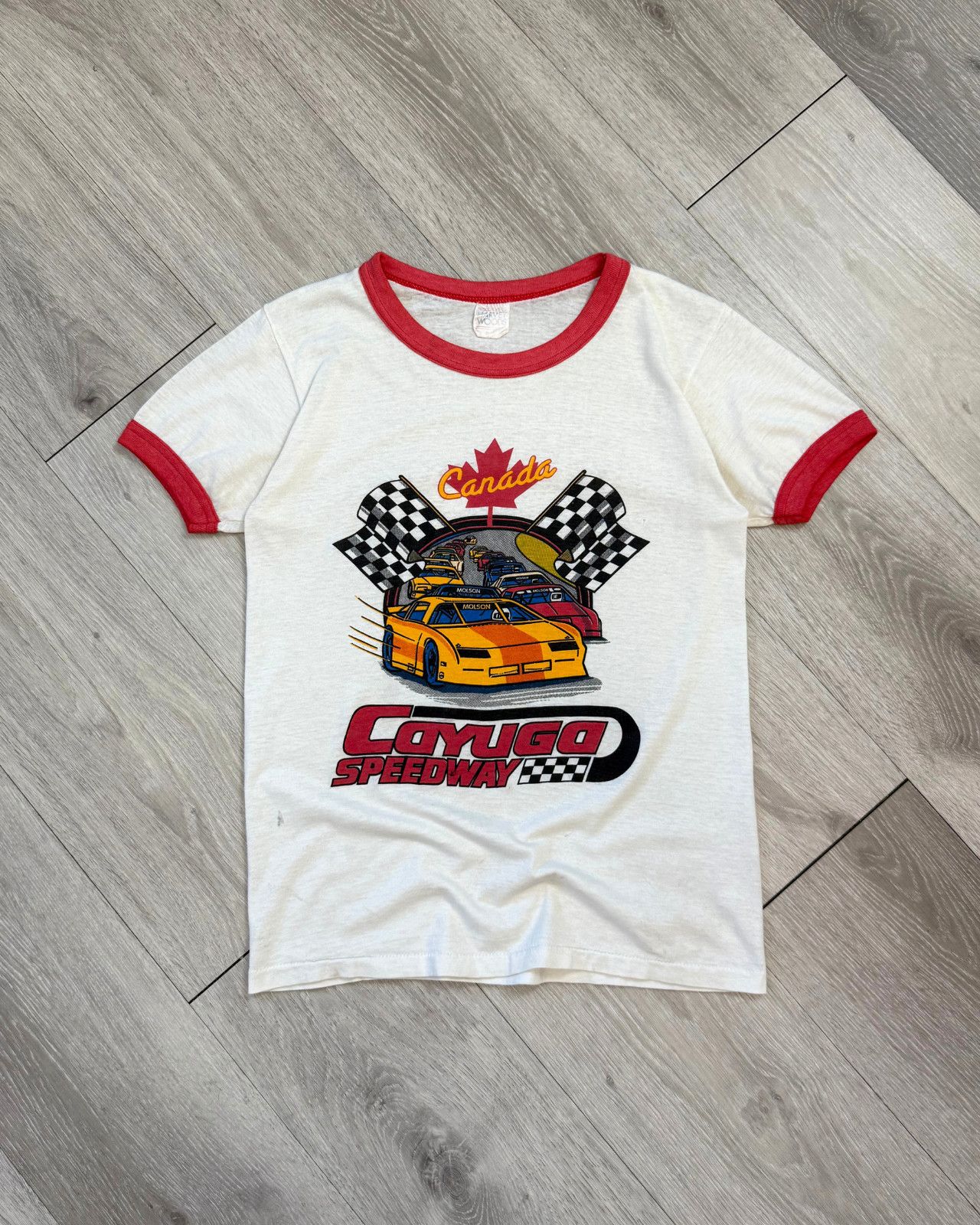 Vintage Rare Vintage 80s Cayuga Speedway Canada Ringer T-Shirt Small Size US S / EU 44-46 / 1 - 1 Thumbnail