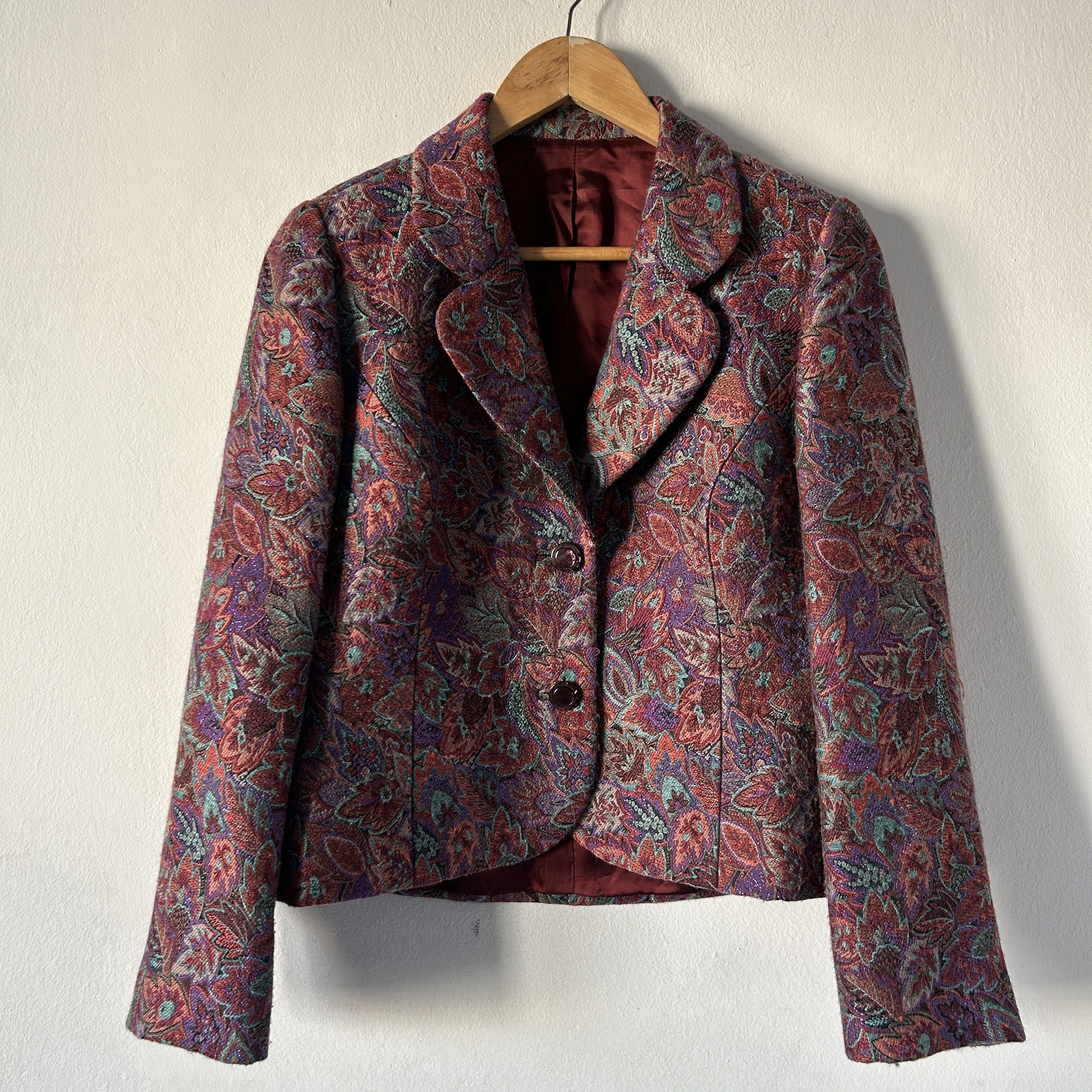 Vintage Vintage tapestry floral crop blazer Size M / US 6-8 / IT 42-44 - 7 Thumbnail
