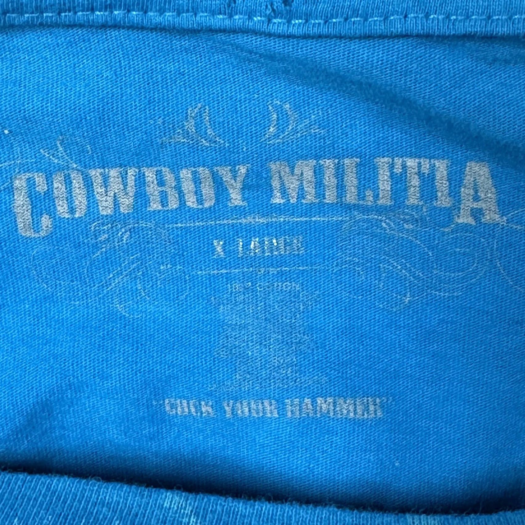Etro VINTAGE Cowboy Militia Shirt XL Blue Striped T-Shirt Womens Slim Crew Neck Short Sleeve Western Graphic Compete To Defeat Size XL / US 12-14 / IT 48-50 - 5 Thumbnail