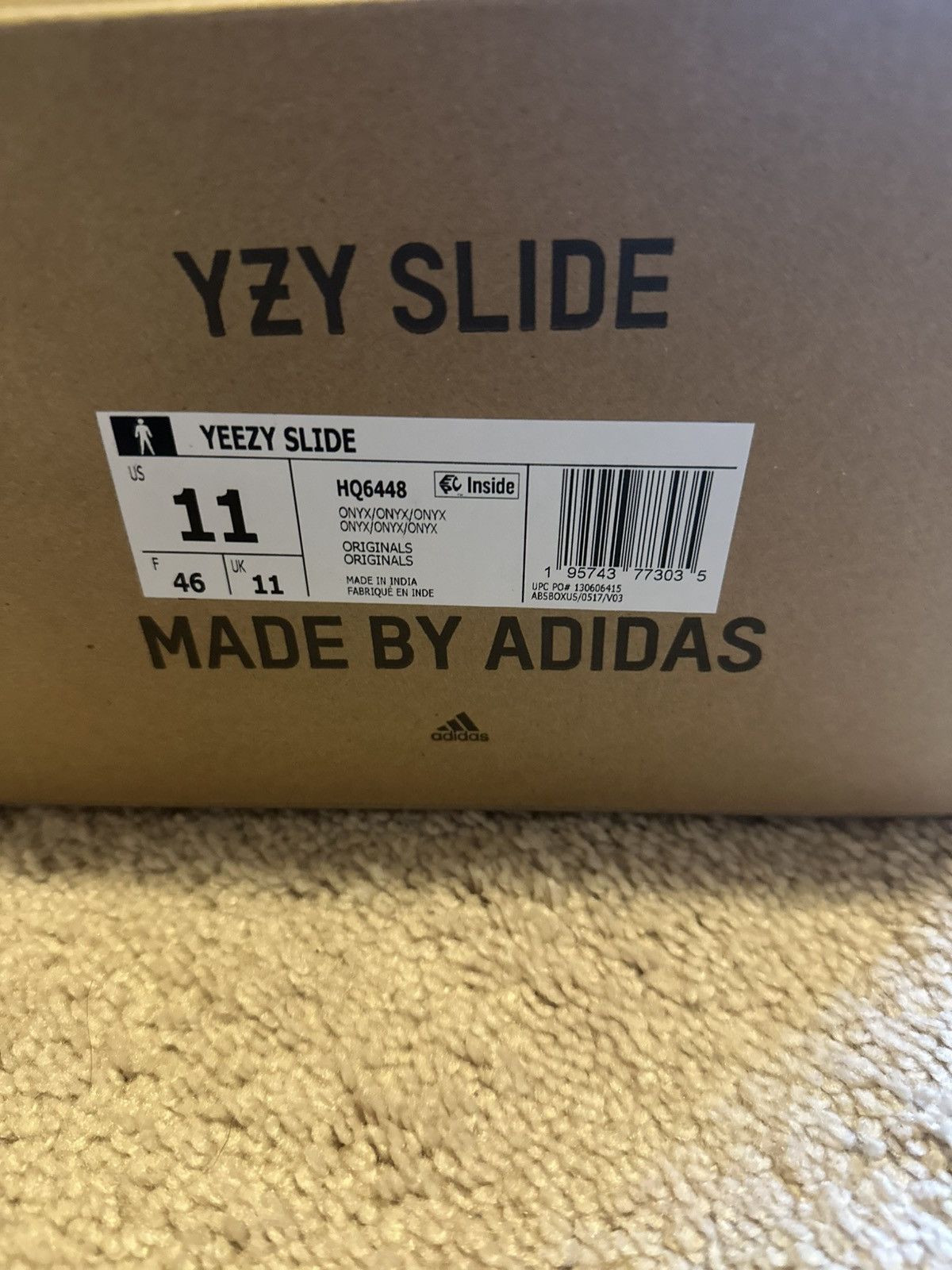 Adidas Adidas Yeezy Slides Onyx HQ6448 Size 11 Size US 11 / EU 44 - 3 Thumbnail