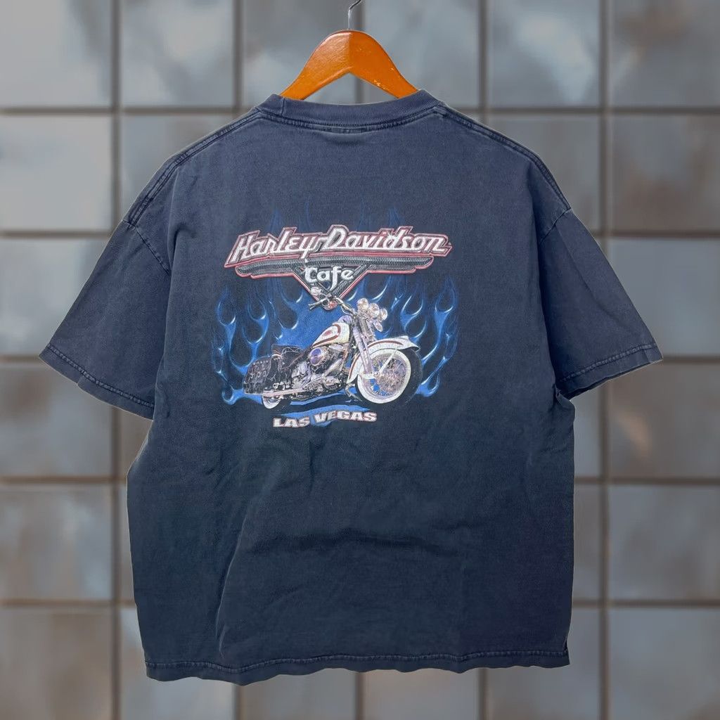 Harley Davidson VINTAGE Harley-Davidson T-Shirt XL Black 90s Graphic Print Skull Logo Mens Short Sleeve Damaged? Size US XL / EU 56 / 4 - 1 Thumbnail