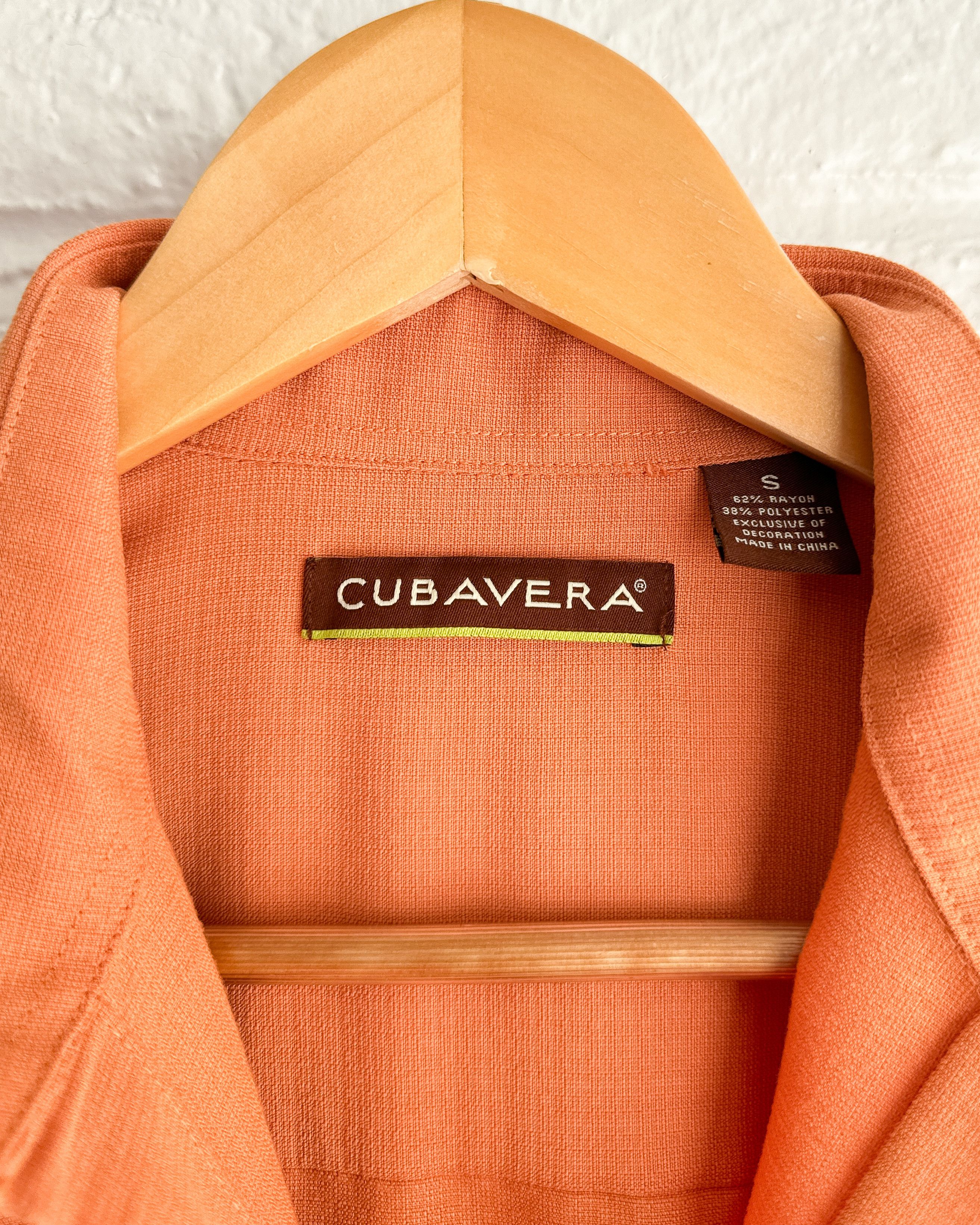 Cubavera Cubavera Short Sleeve Shirt Orange Men's S Embroidered Pleat Size US S / EU 44-46 / 1 - 5 Thumbnail