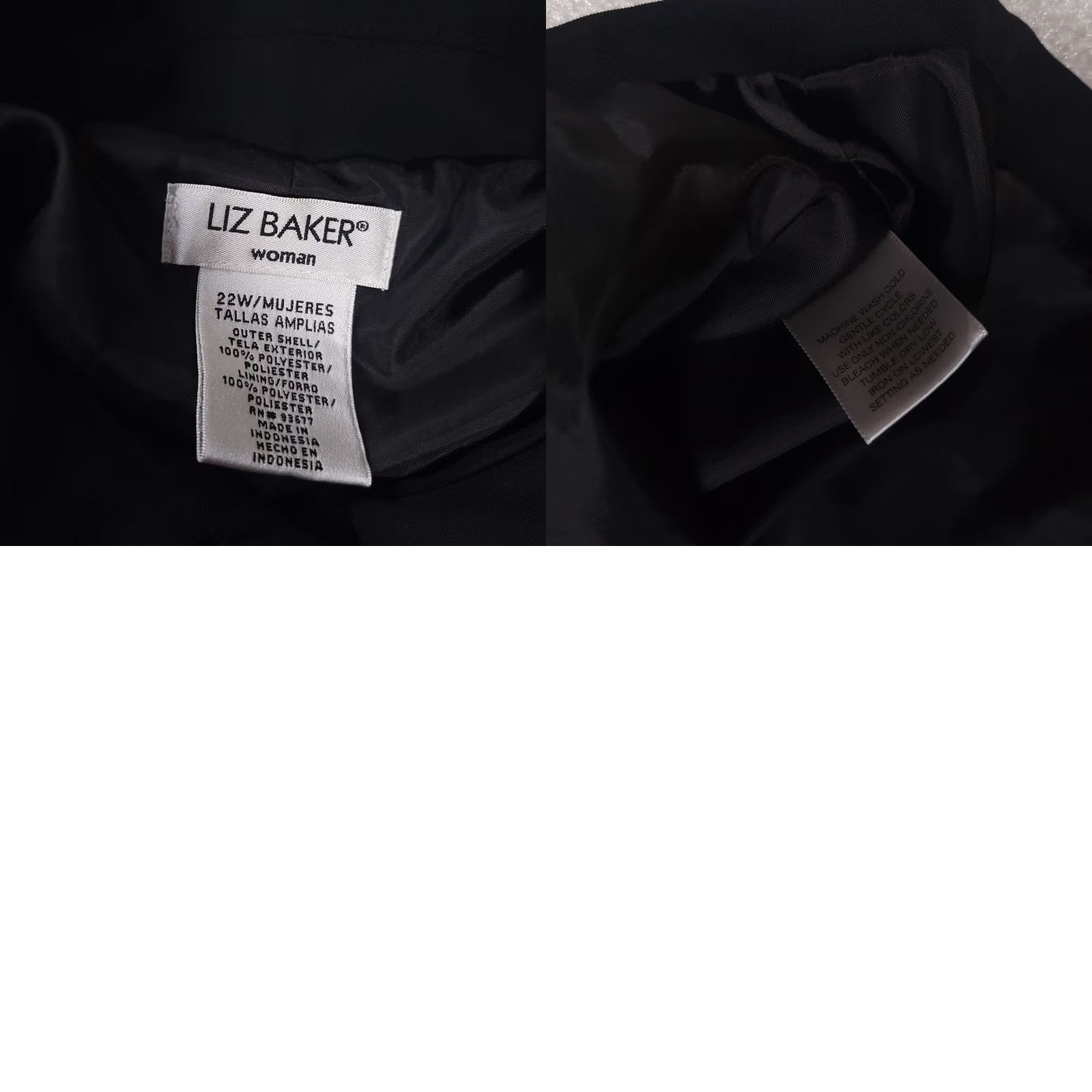 Vintage Liz Baker Button Up Blazer Shirt Womens 22W Plus Black Shoulder Pads Long Sleeve Size 3XL / US 20-22 - 9 Thumbnail