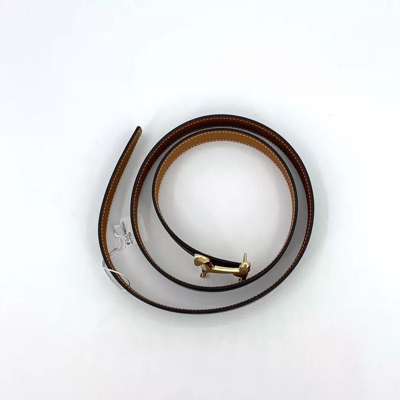 Hermes Hermes Black Leather Belt with Logo-2506 Size ONE SIZE - 2 Thumbnail