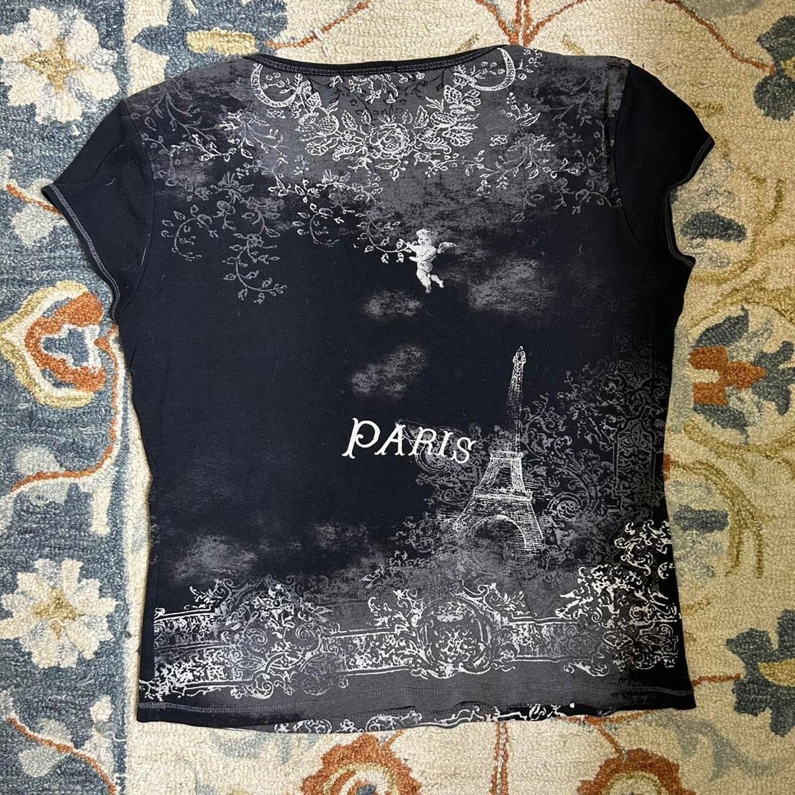 Vintage Vintage Y2k Graphic Paris black and white grunge baby tee Size L / US 10 / IT 46 - 3 Thumbnail