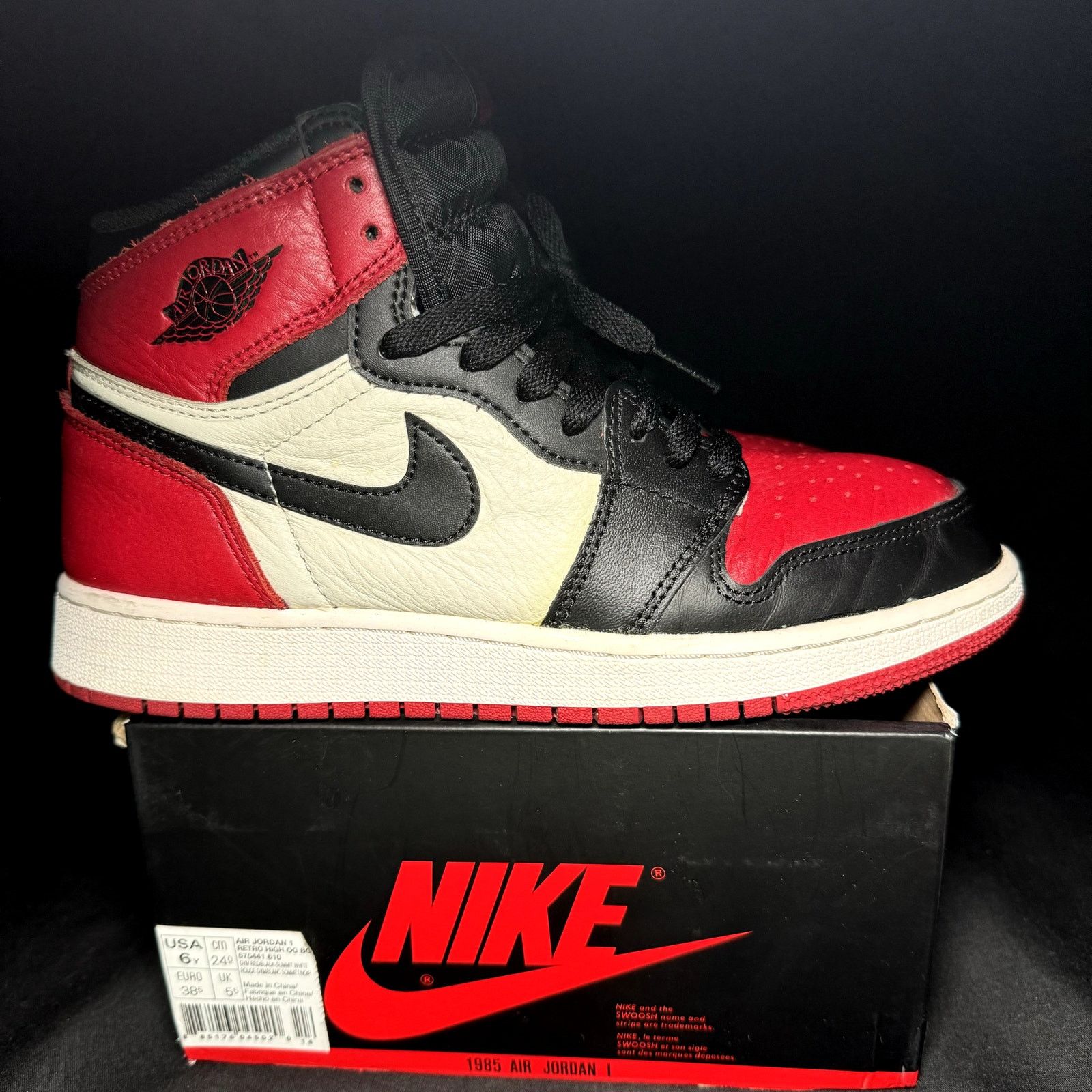 Jordan Brand × Nike Size 6 - Nike Air Jordan 1 OG BG Bred Toe 2018 Men's Shoes Size US 6 / EU 39 - 1 Thumbnail