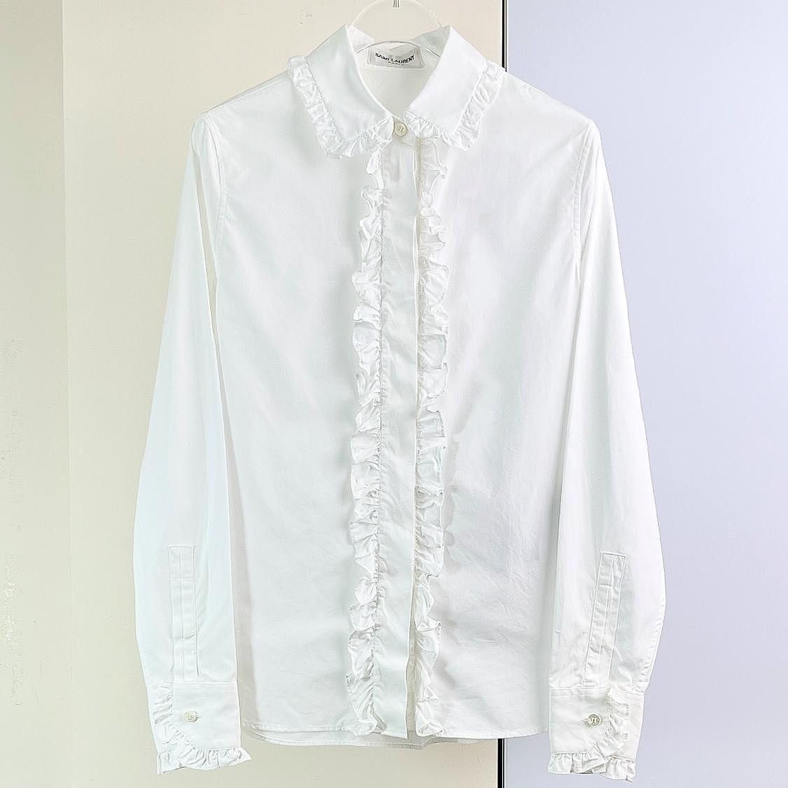 Saint Laurent Paris Saint Laurent Ruffle Trim Button Up Shirt Size 36 Size XS / US 0-2 / IT 36-38 - 1 Thumbnail