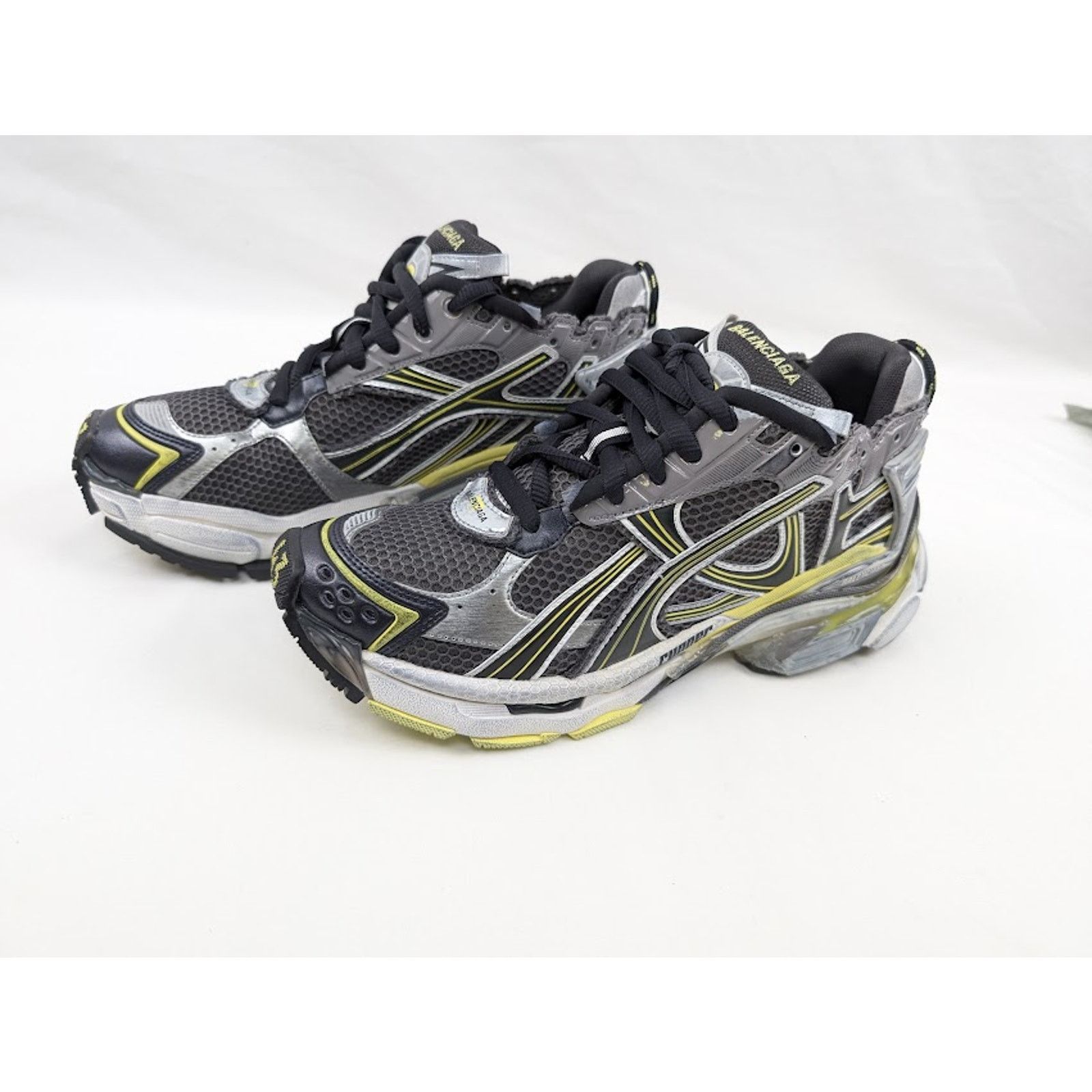Balenciaga o1rshd1 Q:2 /Runner Mesh/Rubber/W Sneakers DK Grey/Yel/White Size US 11 / EU 44 - 4 Thumbnail