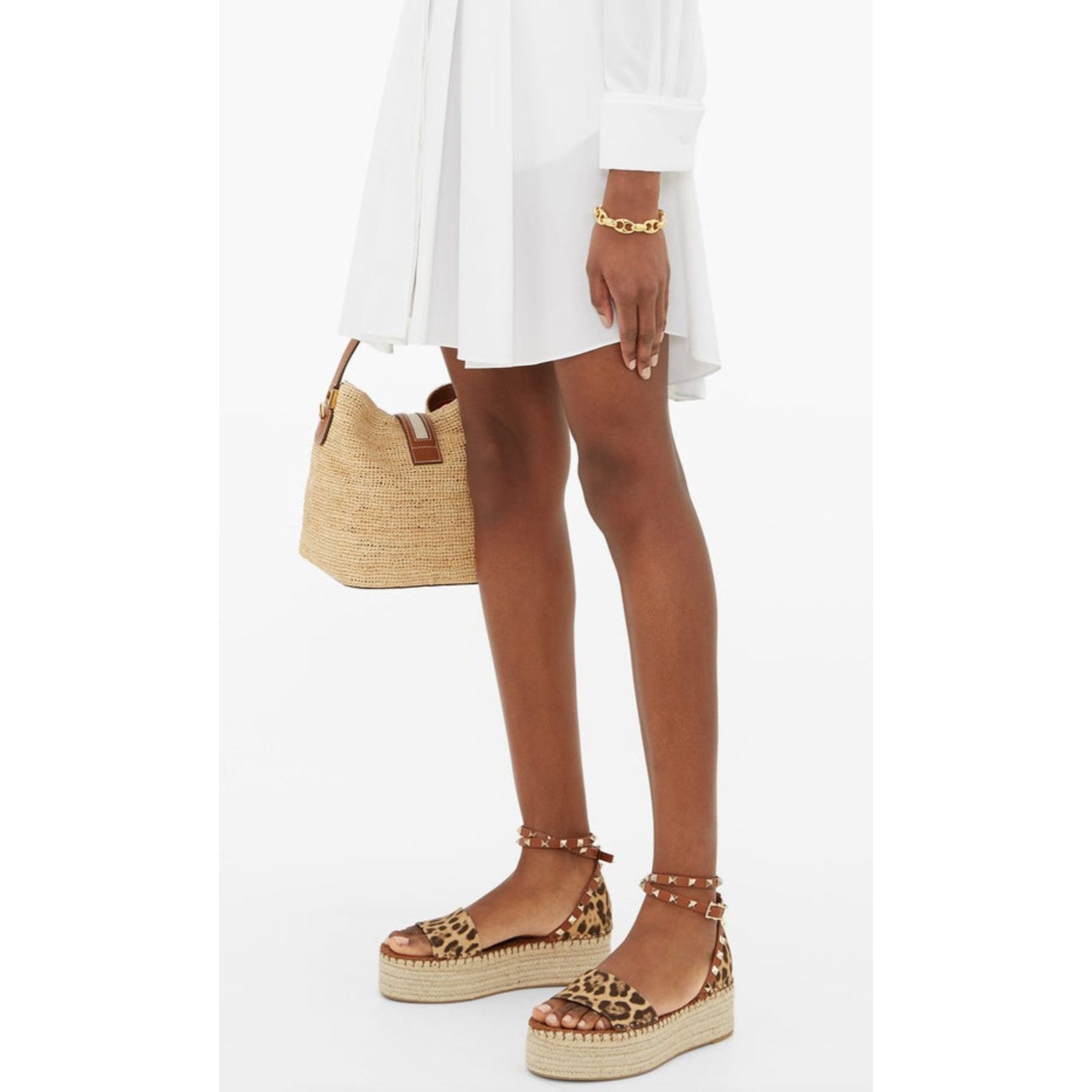 Valentino Valentino Rockstud Leopard Black Ankle Strap Platform Size US 8 / IT 38 - 5 Thumbnail