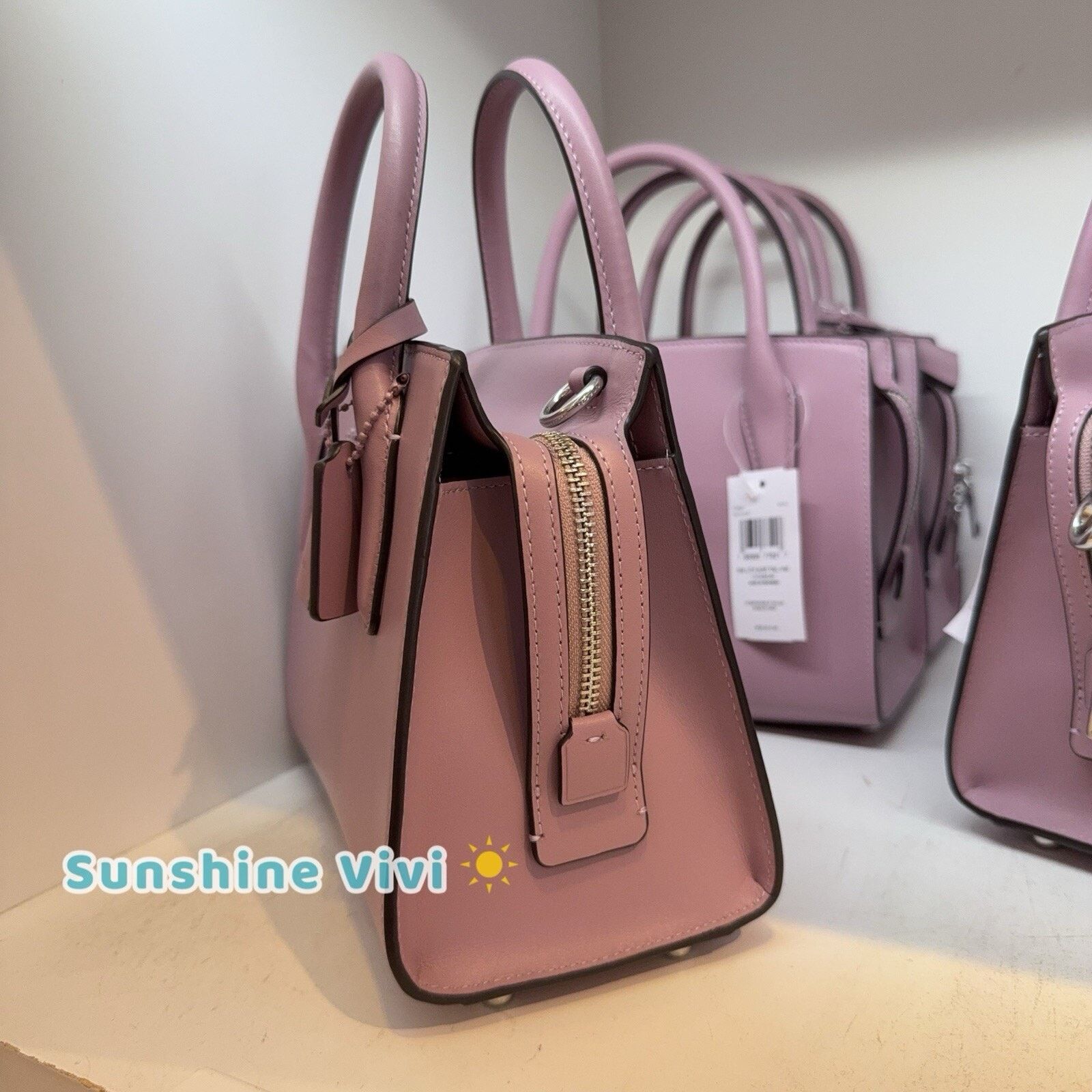 Coach NWT COACH Andrea Carryall Bag Leather CP081 Silver/Lilac Size ONE SIZE - 9 Thumbnail
