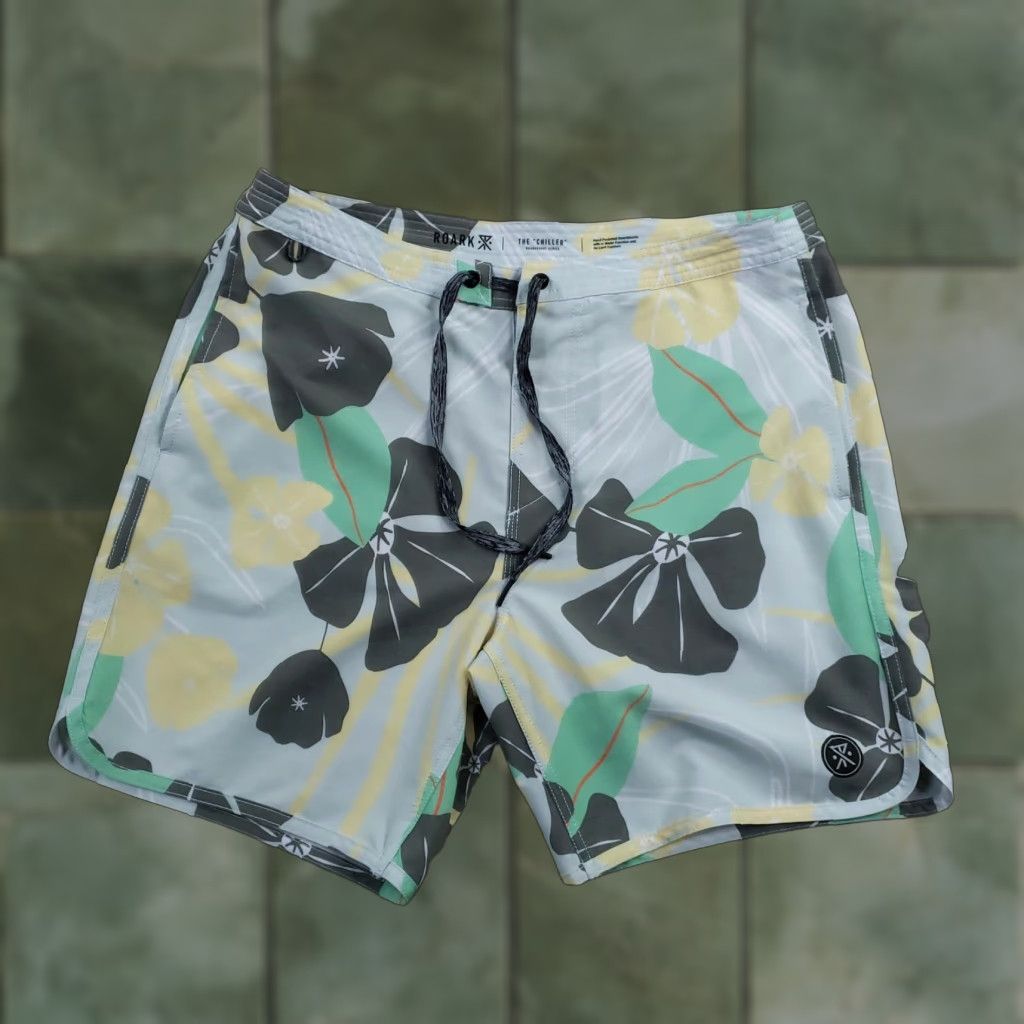 Roark Roark Board Shorts Mens 32 Gray Floral Quick Dry Drawstring Back Pocket Notes: N/A Size US 32 / EU 48 - 1 Thumbnail
