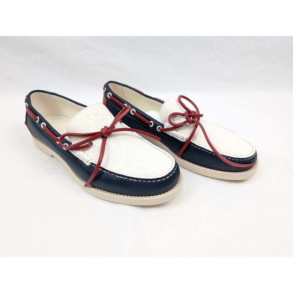 Gucci o1rshd1 Riverside Calf Shoes in Blue/Off White Size US 8.5 / EU 41-42 - 19 Thumbnail