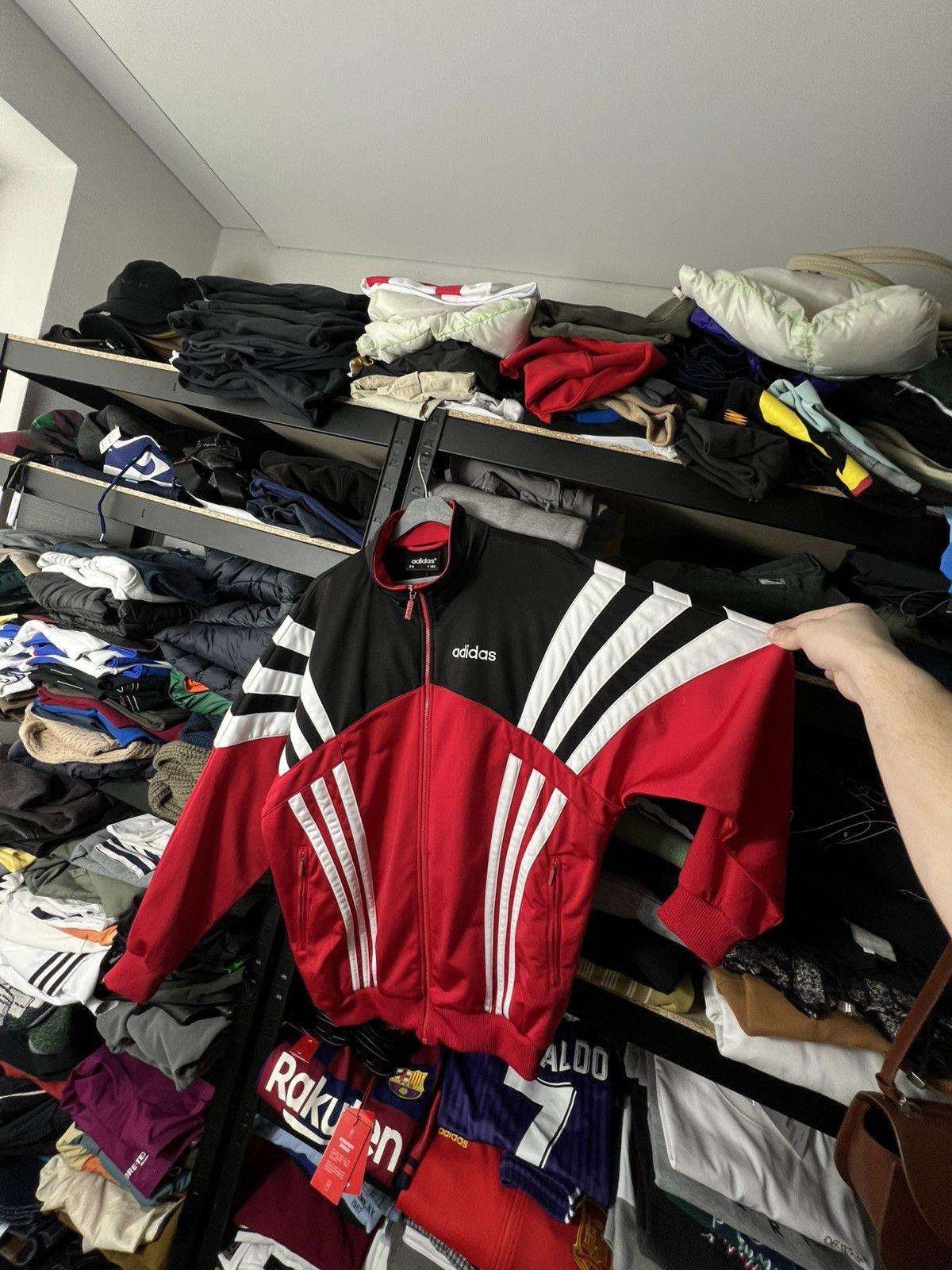 Adidas Vintage Adidas Track Jacket Red Black 90s Three Stripes Size US M / EU 48-50 / 2 - 7 Thumbnail