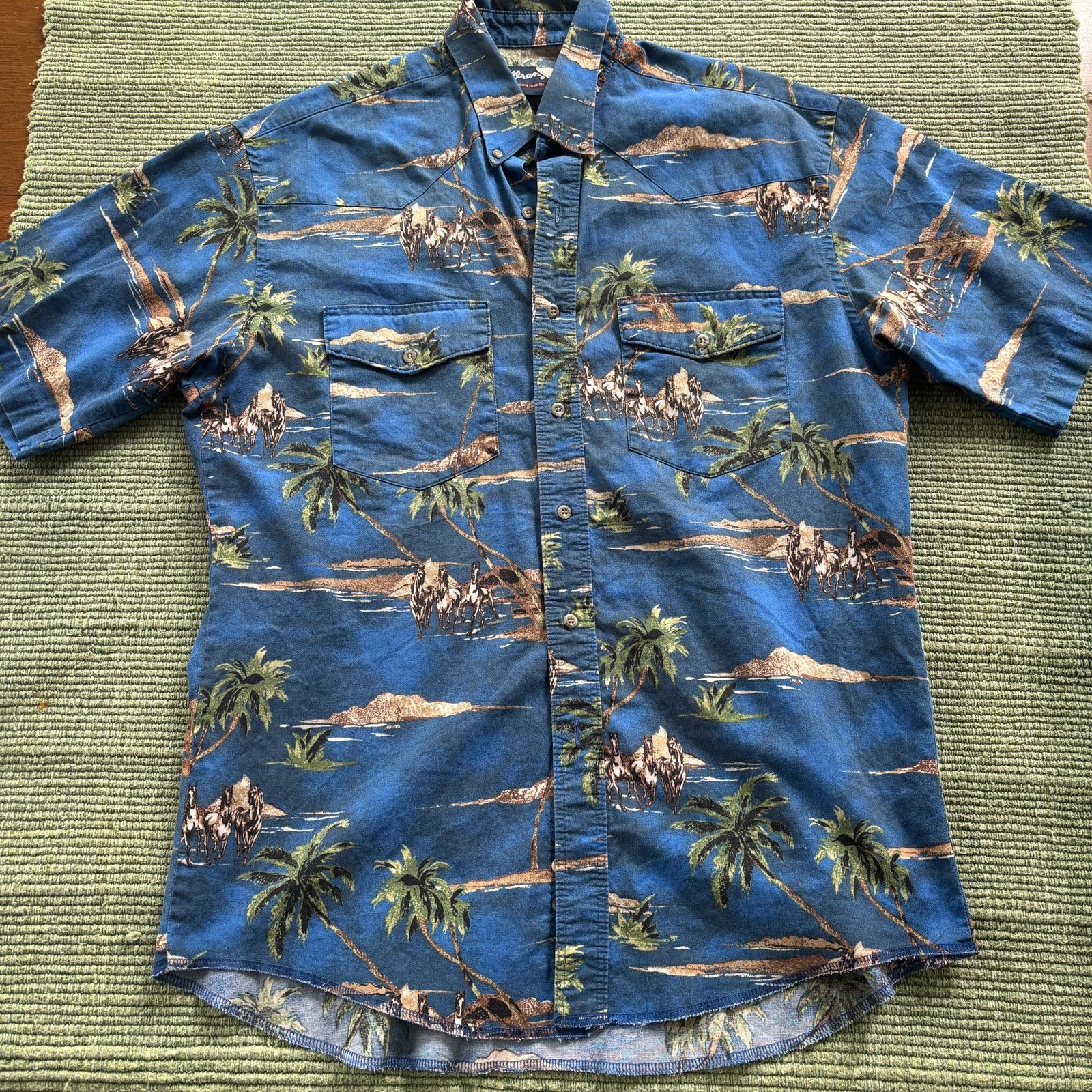 Vintage × Wrangler Vintage Wrangler Blue Beach Style Cotton Button Up Size US L / EU 52-54 / 3 - 1 Thumbnail