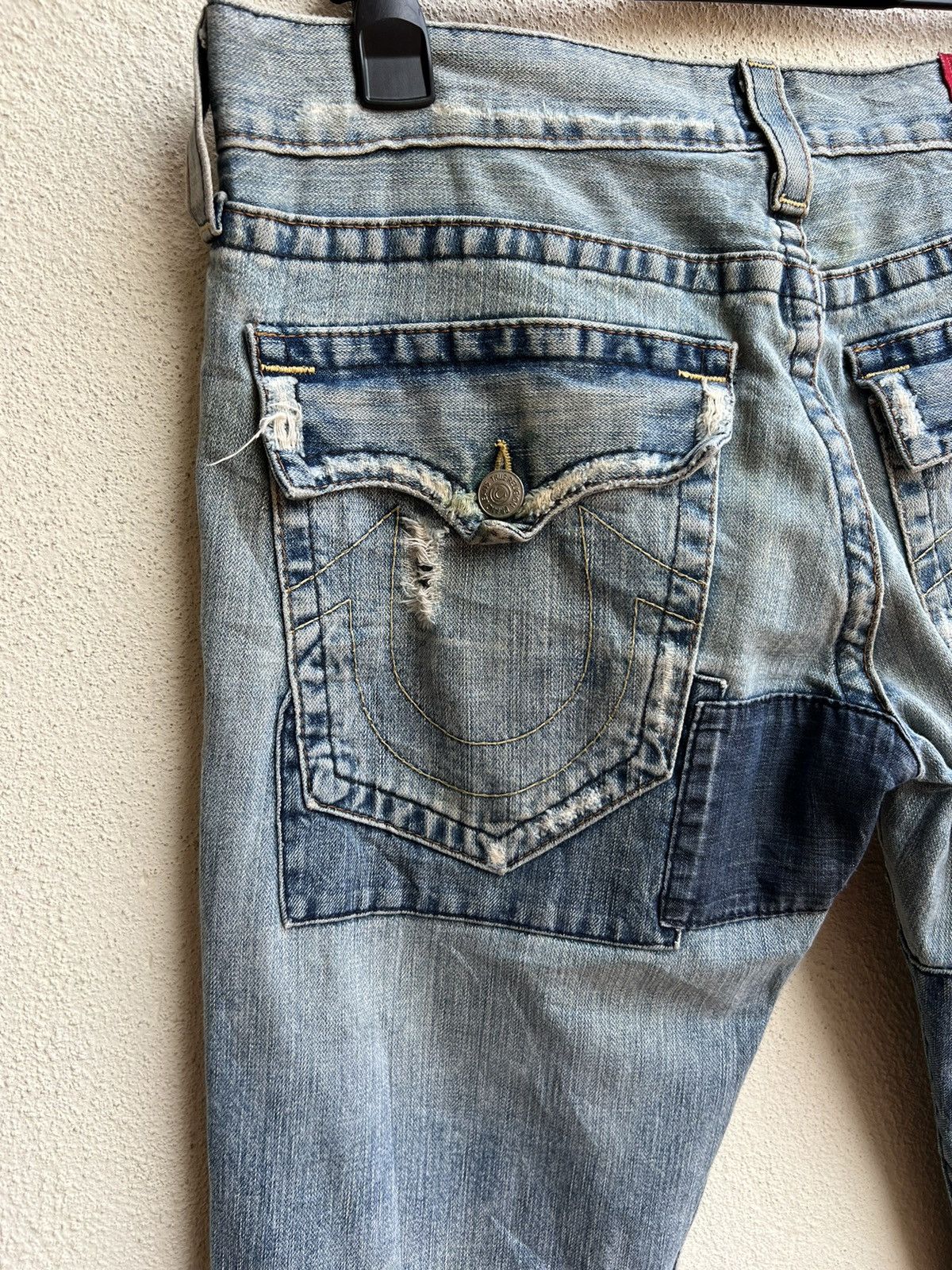 True Religion VTG 00s TR Big Rig Stone&Tint Rips Patchwork Flare Jeans Size US 34 / EU 50 - 15 Thumbnail