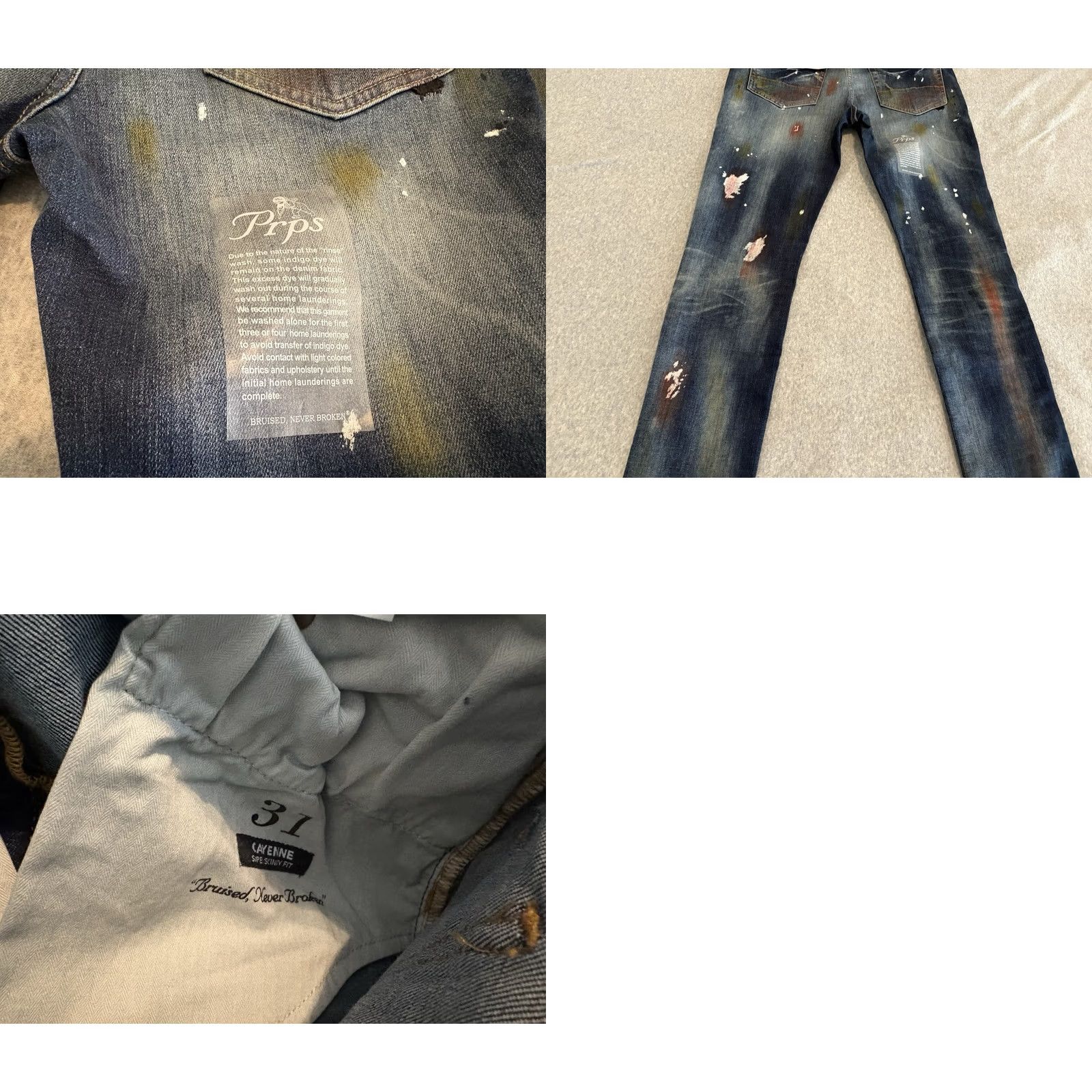 Prps Prps Jeans Men Skinny Distressed Painter Wash 31x33 Slim Fit Cotton Blend Denim Cotton Blend Blue 31x33 Universal Men Size US 31 - 8 Thumbnail