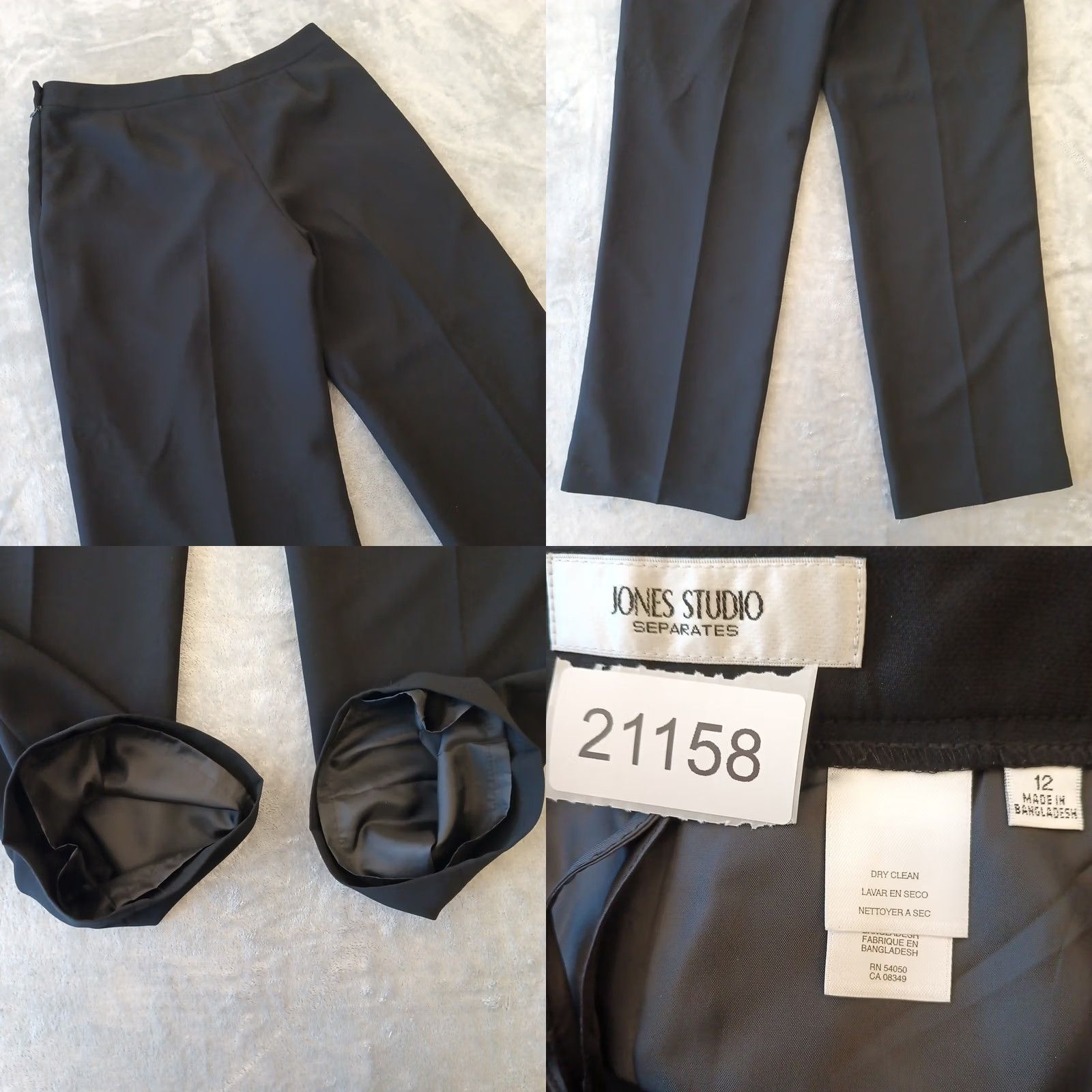 Jones New York Jones New York Dress Pants Womens Size 12 Black Lined High Rise Straight 34x31 Inseam 31in Front Flat Zip Pants Size 34" / US 12 / IT 48 - 8 Thumbnail