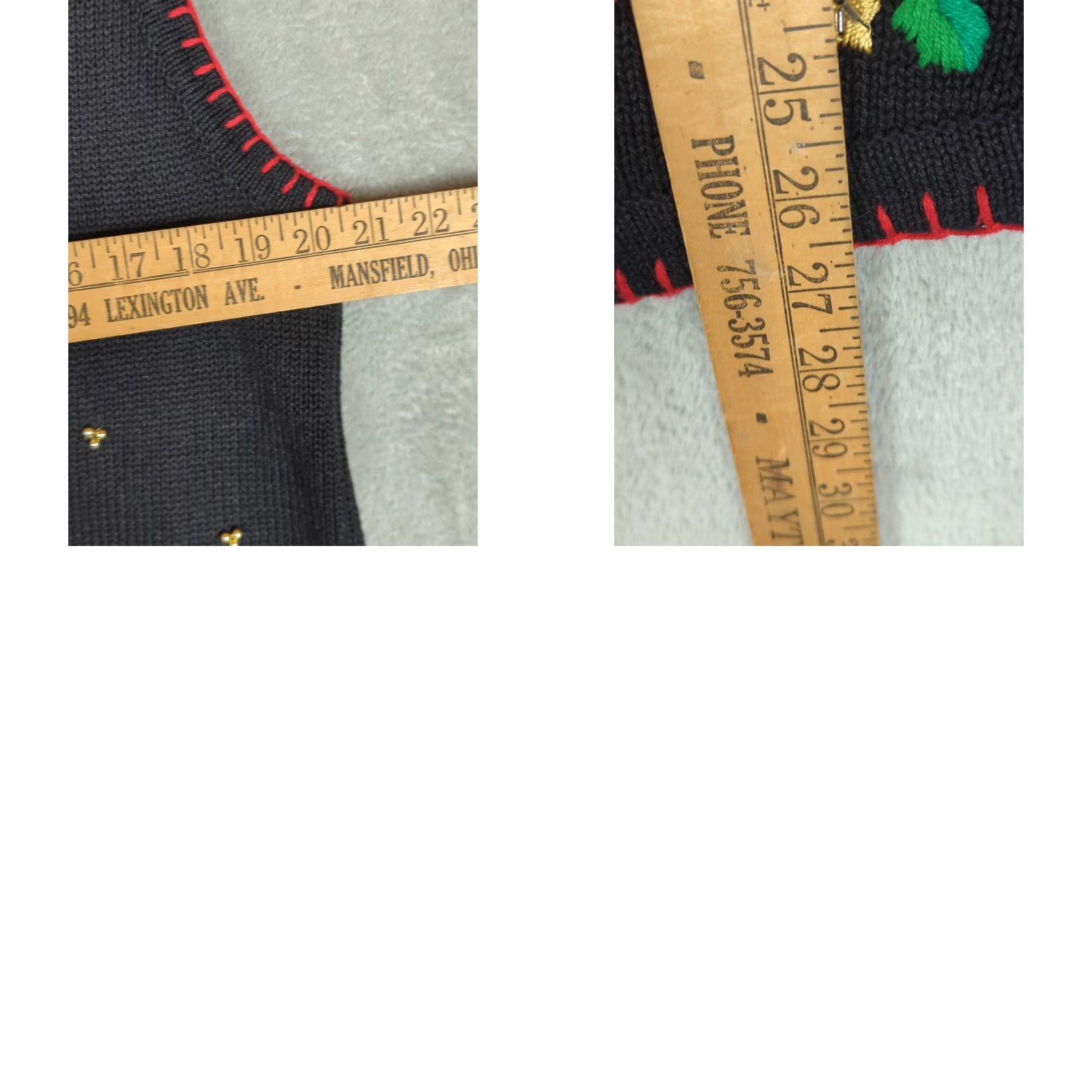 Vintage VINTAGE Victoria Jones Sweater Vest Women's M Sleeveless V-Neck Christmas Poinsettias Floral Embroidered Knit Black 90s Hipster Retro School USA Size M / US 6-8 / IT 42-44 - 8 Thumbnail
