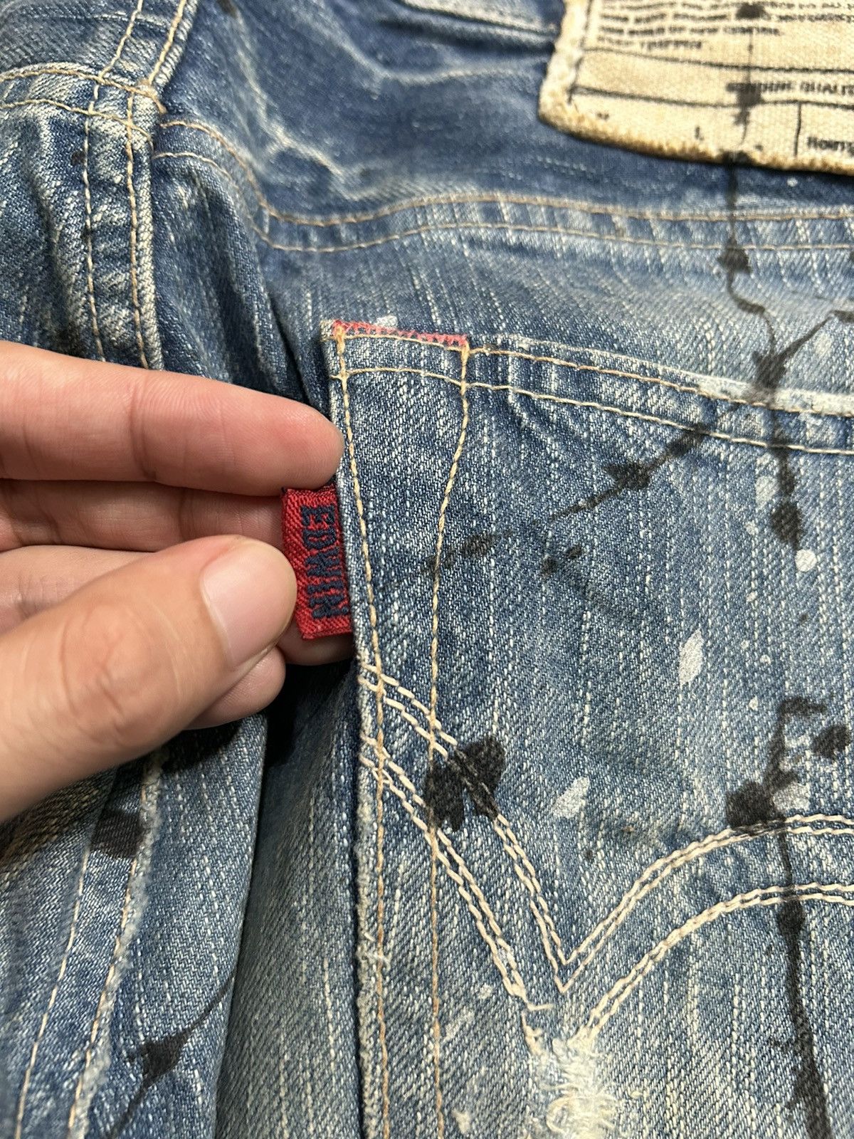 Japanese Brand × Kapital × Vintage Edwin Distressed Blue Trip 503 Grunge Punk Rock Style Denim Size US 32 / EU 48 - 14 Thumbnail