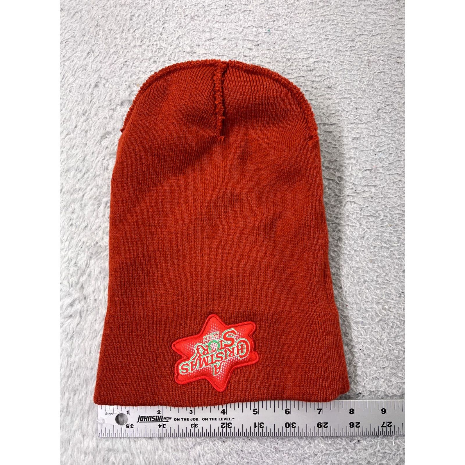 Vintage Running Man Beanie Adult One Size Red Knit Acrylic Hat, Christmas Theme, Fair Isle, 5K-10K Promotion Size ONE SIZE - 4 Thumbnail