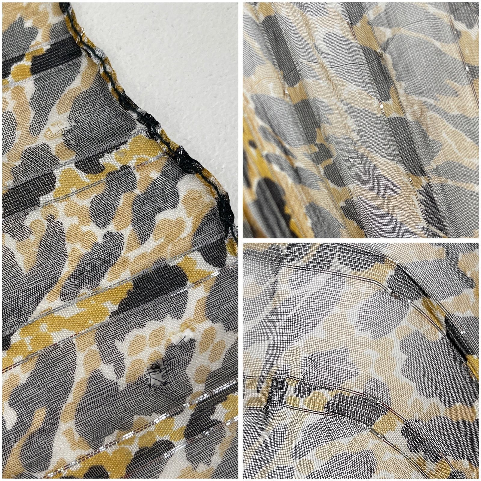 Vintage VTG Leopard Print Sheer Scarf Striped Silver Brown Black Red Size ONE SIZE - 25 Thumbnail