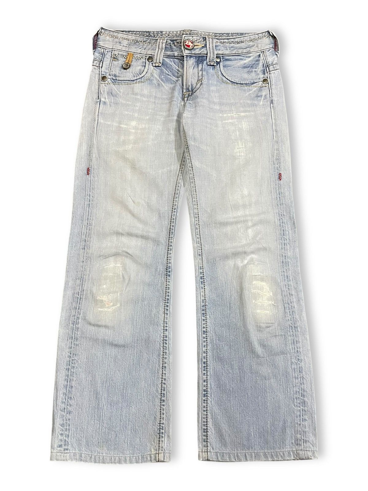 Edwin Vintage Edwin Blue Strip Buckle Back Blue Washed Jeans Size 30" / US 8 / IT 44 - 1 Thumbnail