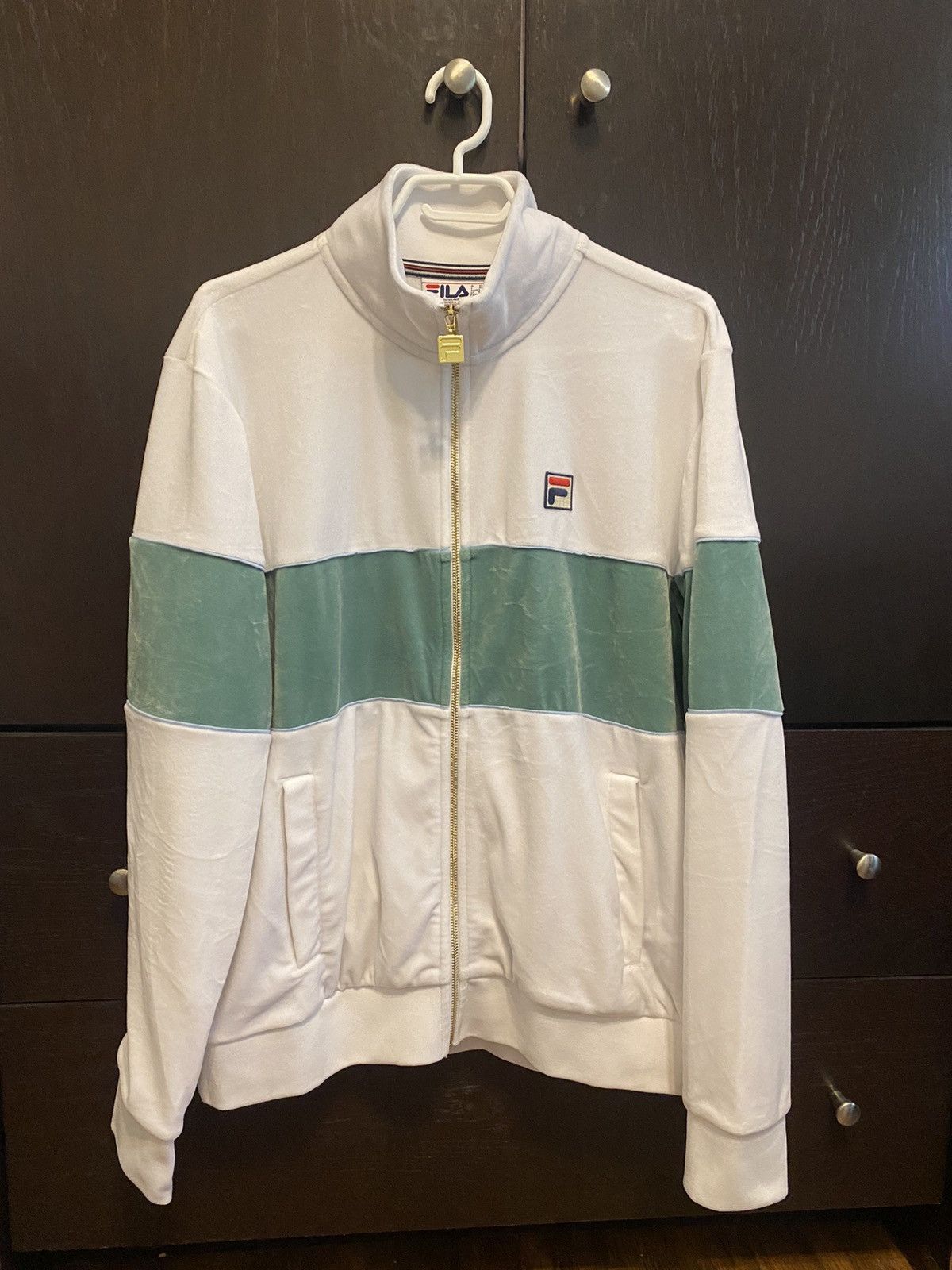 Fila Fila white and green velvet zip up Size US L / EU 52-54 / 3 - 1 Thumbnail